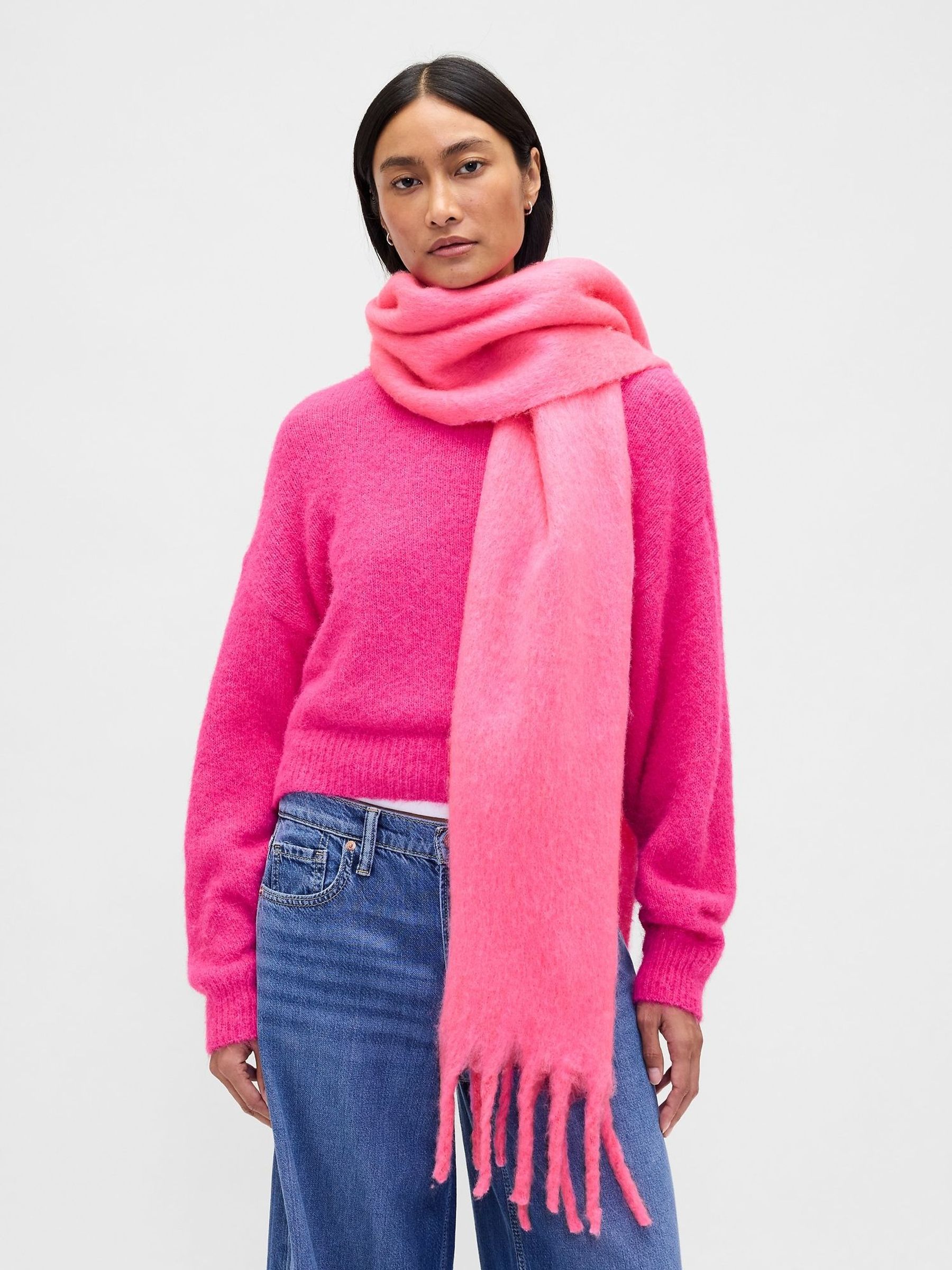 Pink Brushed Fringe Scarf (Y25317) | £25