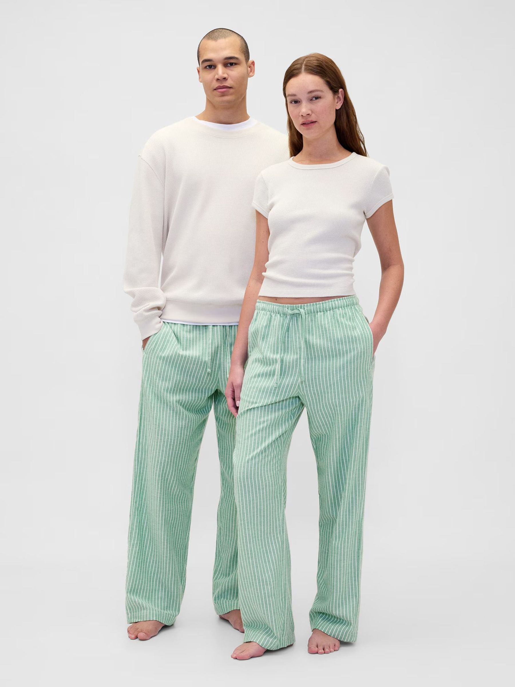 Green Stripe Adult Flannel Pyjama Trousers (Y25320) | £25
