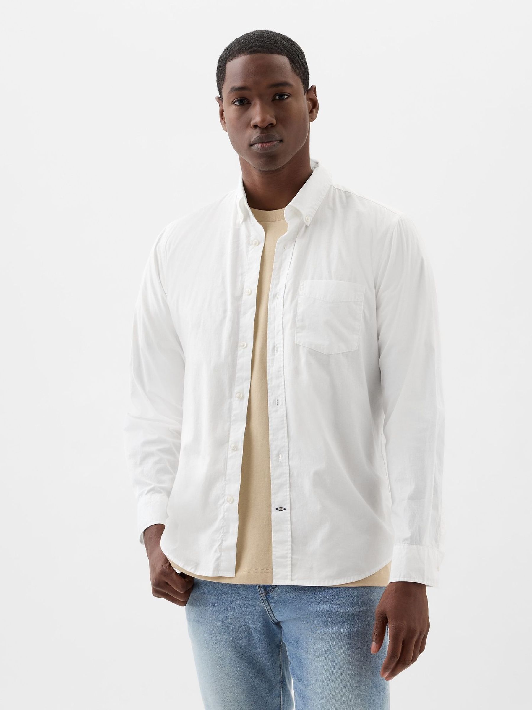 White - Regular Stretch Poplin Shirt In Standard Fit