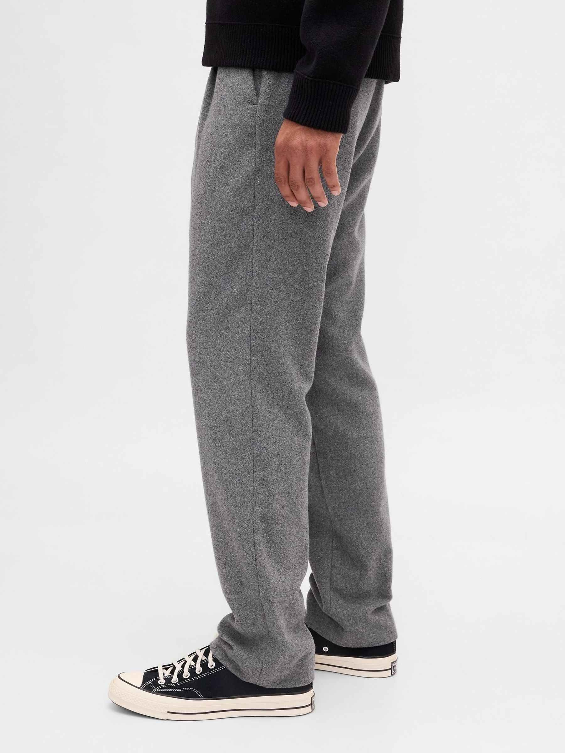 Grey Wool-Blend Relaxed Straight Trousers (Y25329) | £65
