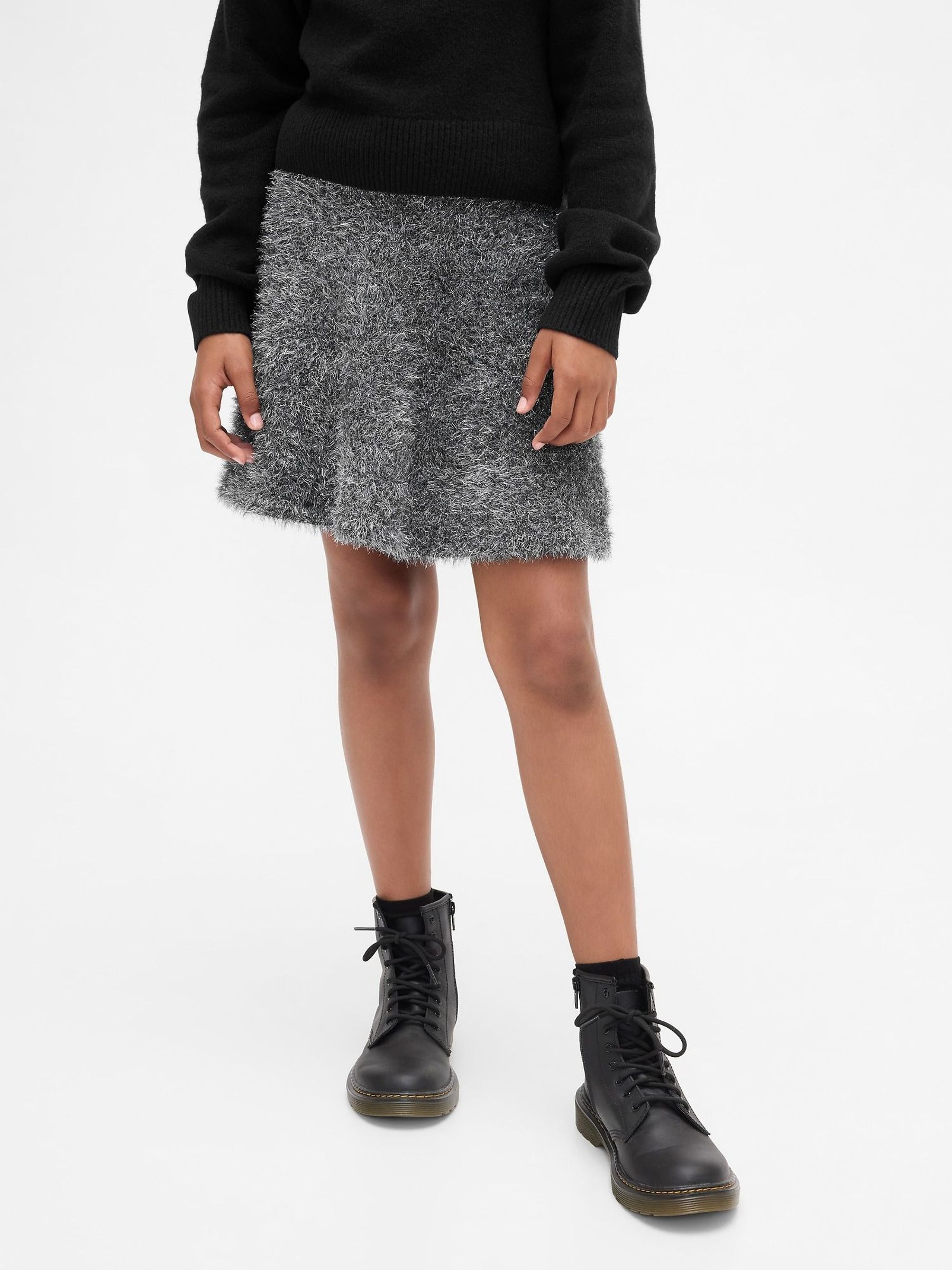 Silver Wicked Tinsel Eyelash Jumper Skirt (4-13yrs) (Y25332) | £40