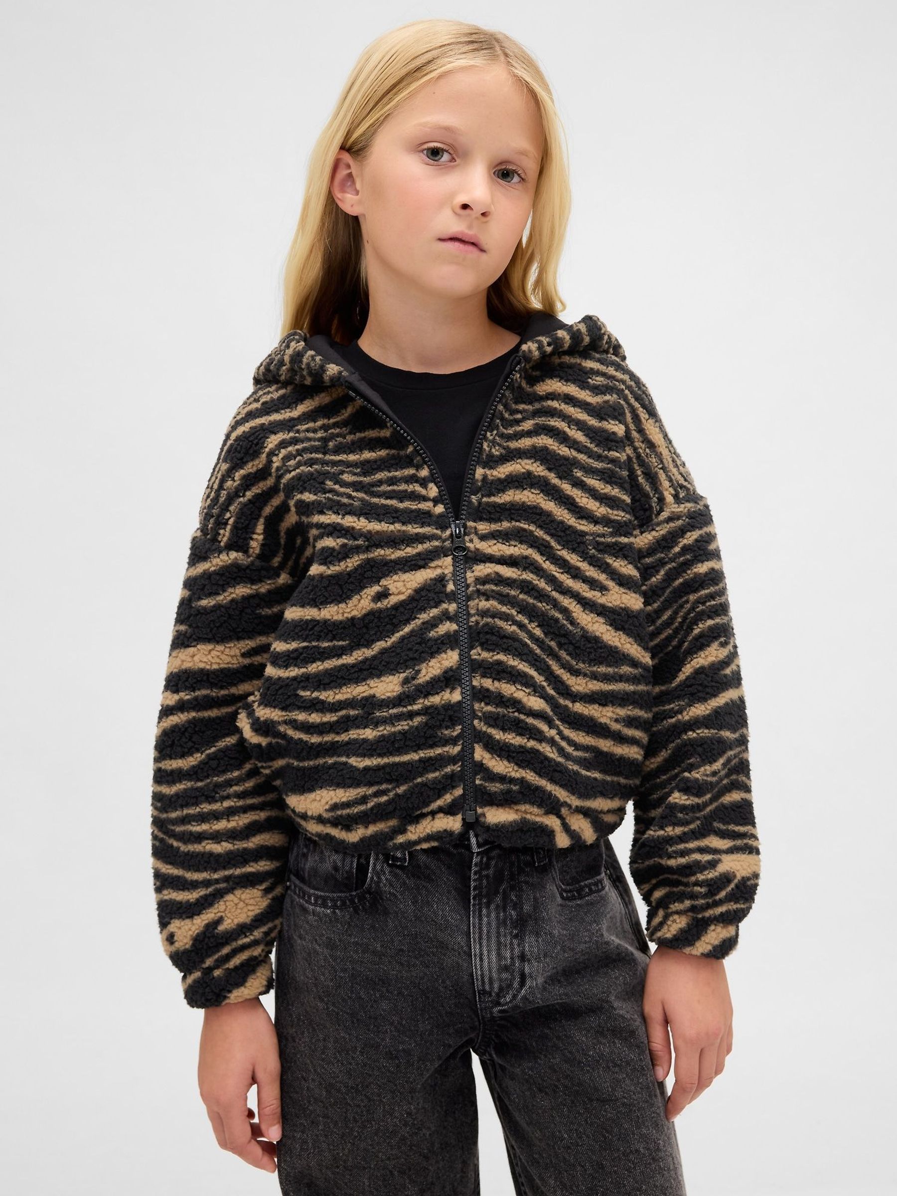 Animal Sherpa Relaxed Zip Hoodie (4-13yrs) (Y25341) | £25