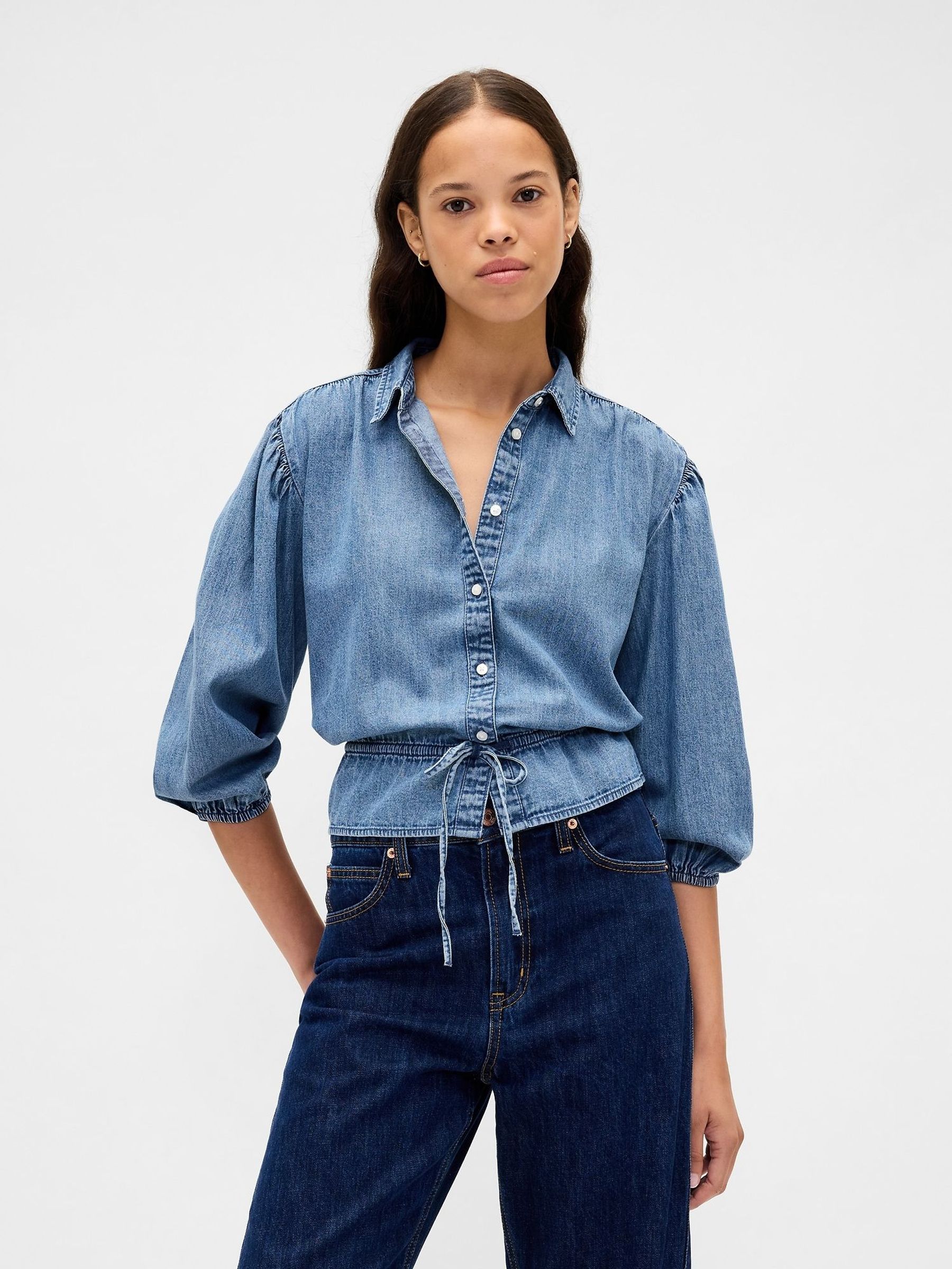Blue Denim Elasticated Waist Shirt (Y25349) | £50