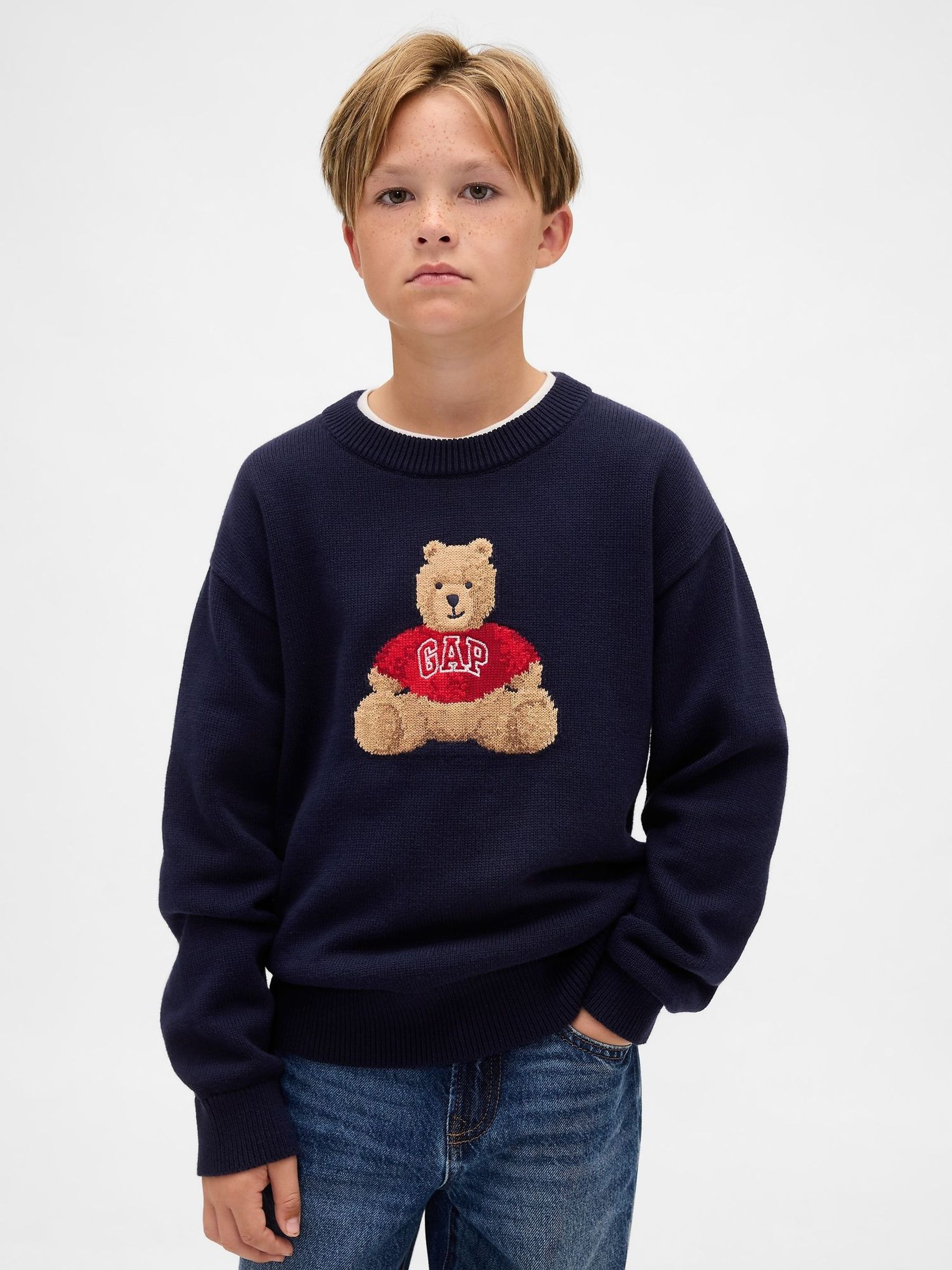 Navy Brannan Bear Relaxed Jumper (4-13yrs) (Y25364) | £30
