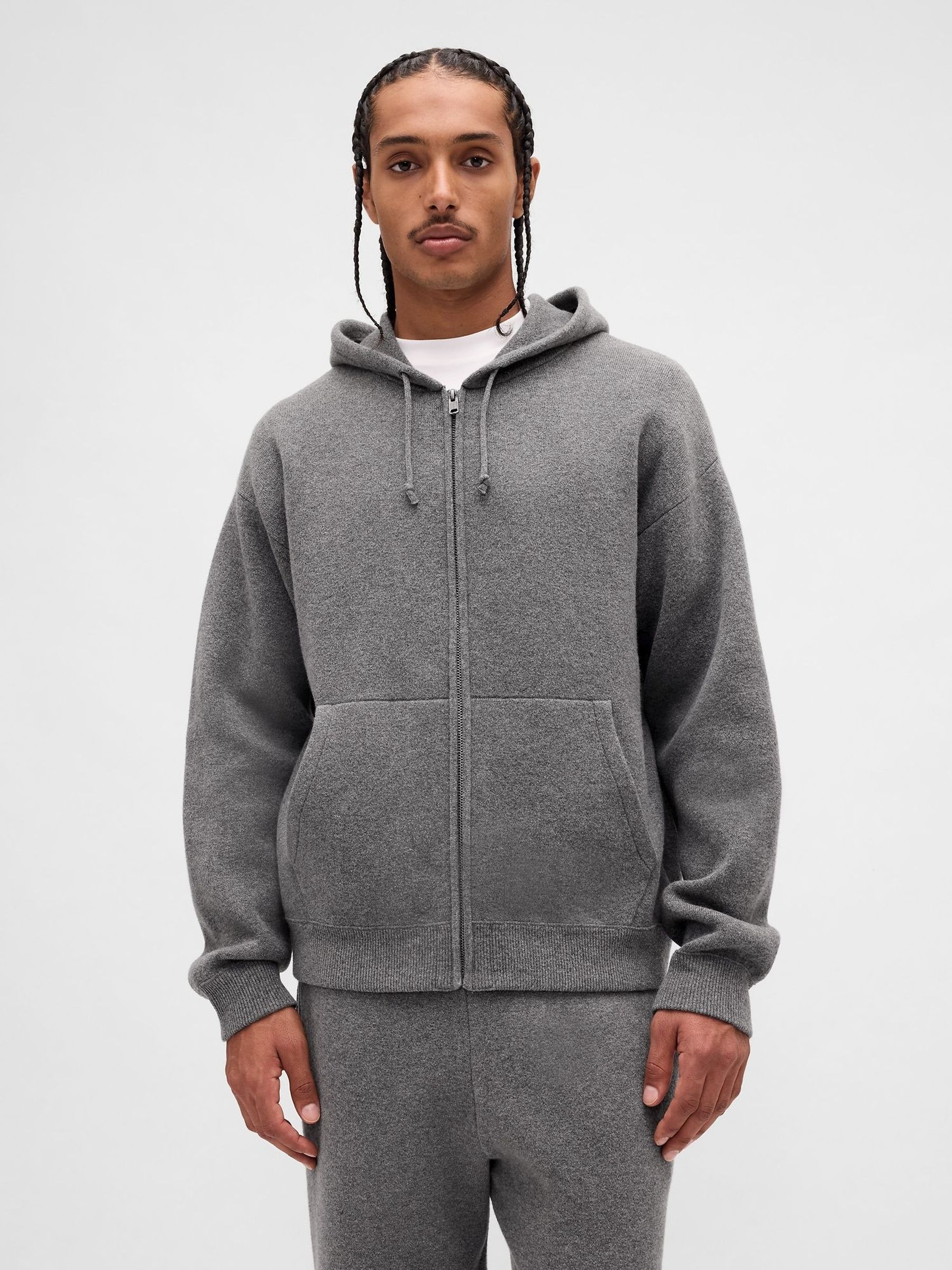 Grey Heavyweight CashSoft Zip Jumper Hoodie (Y25372) | £95