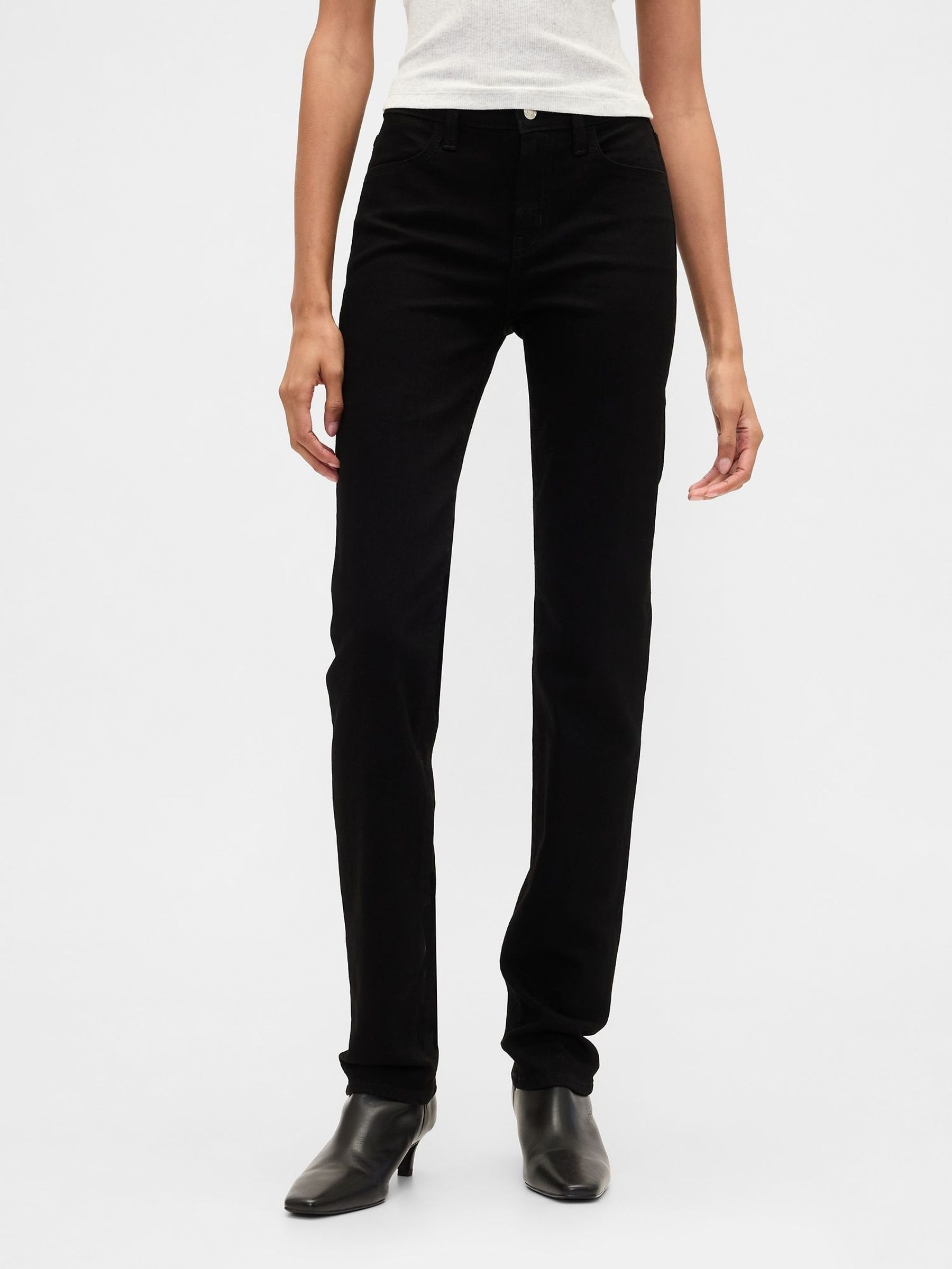 Black Mid Waisted Classic Straight Jeans (Y25373) | £40