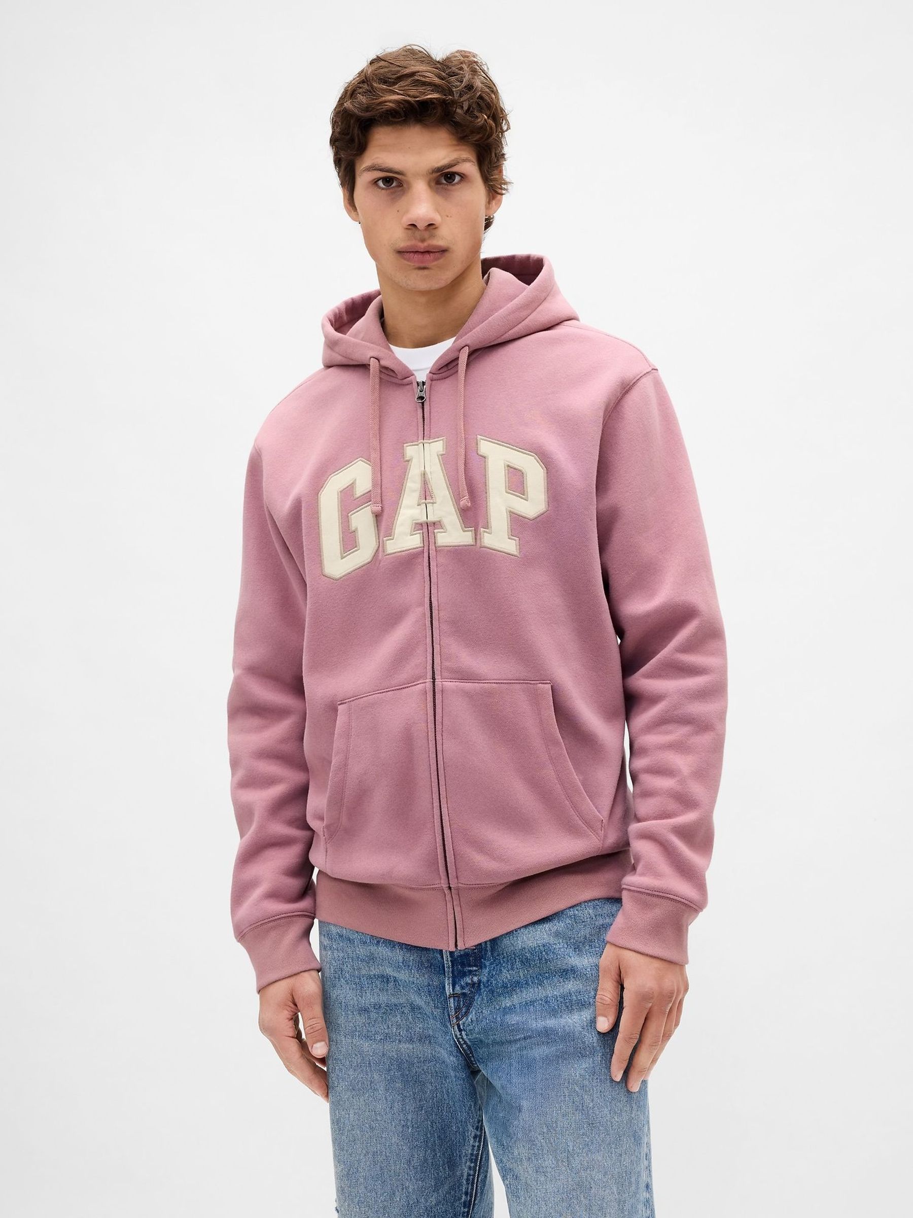 Pink VintageSoft Arch Logo Full-Zip Hoodie (Y25379) | £40
