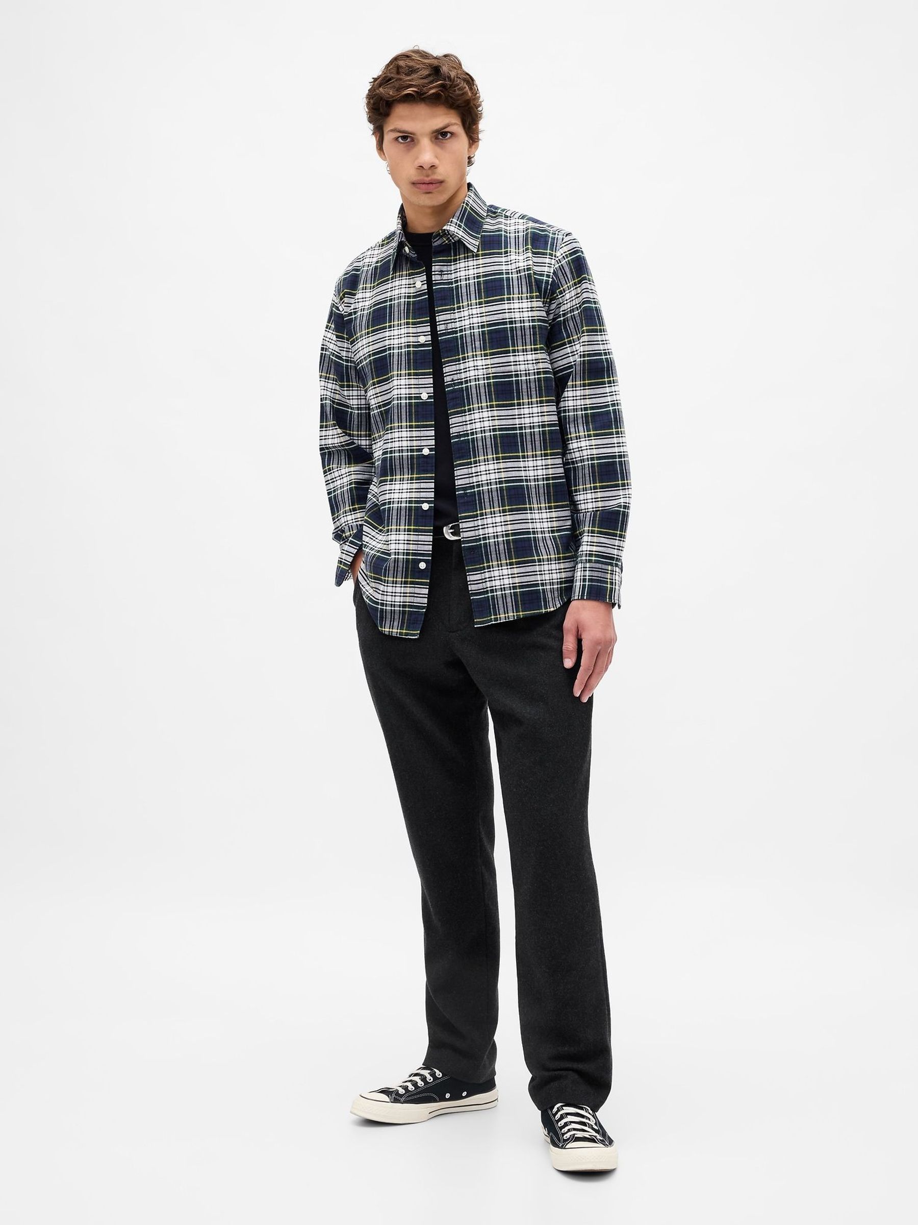 Black Wool-Blend Relaxed Straight Trousers (Y25386) | £65