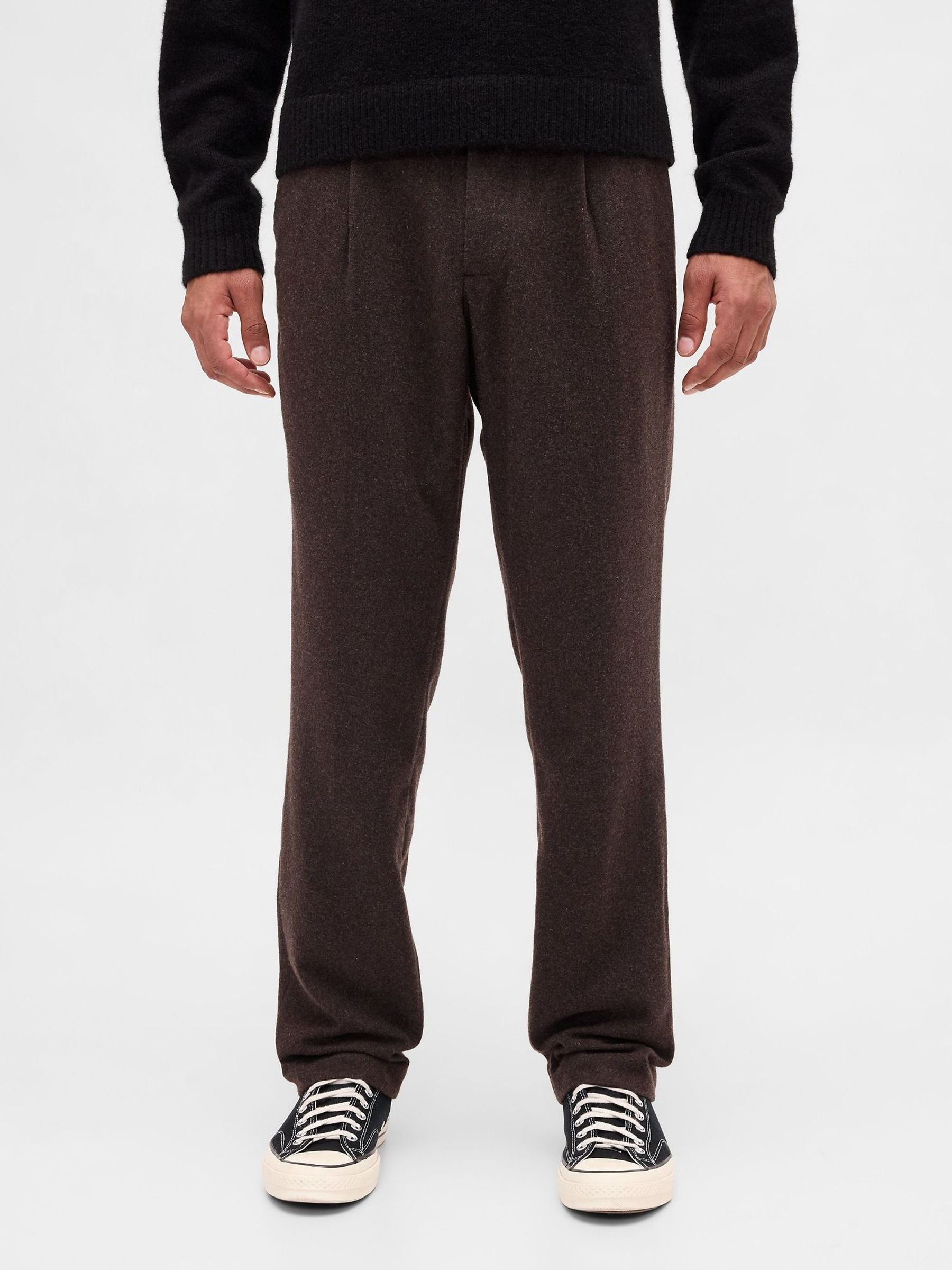 Brown Wool-Blend Relaxed Straight Trousers (Y25394) | £65