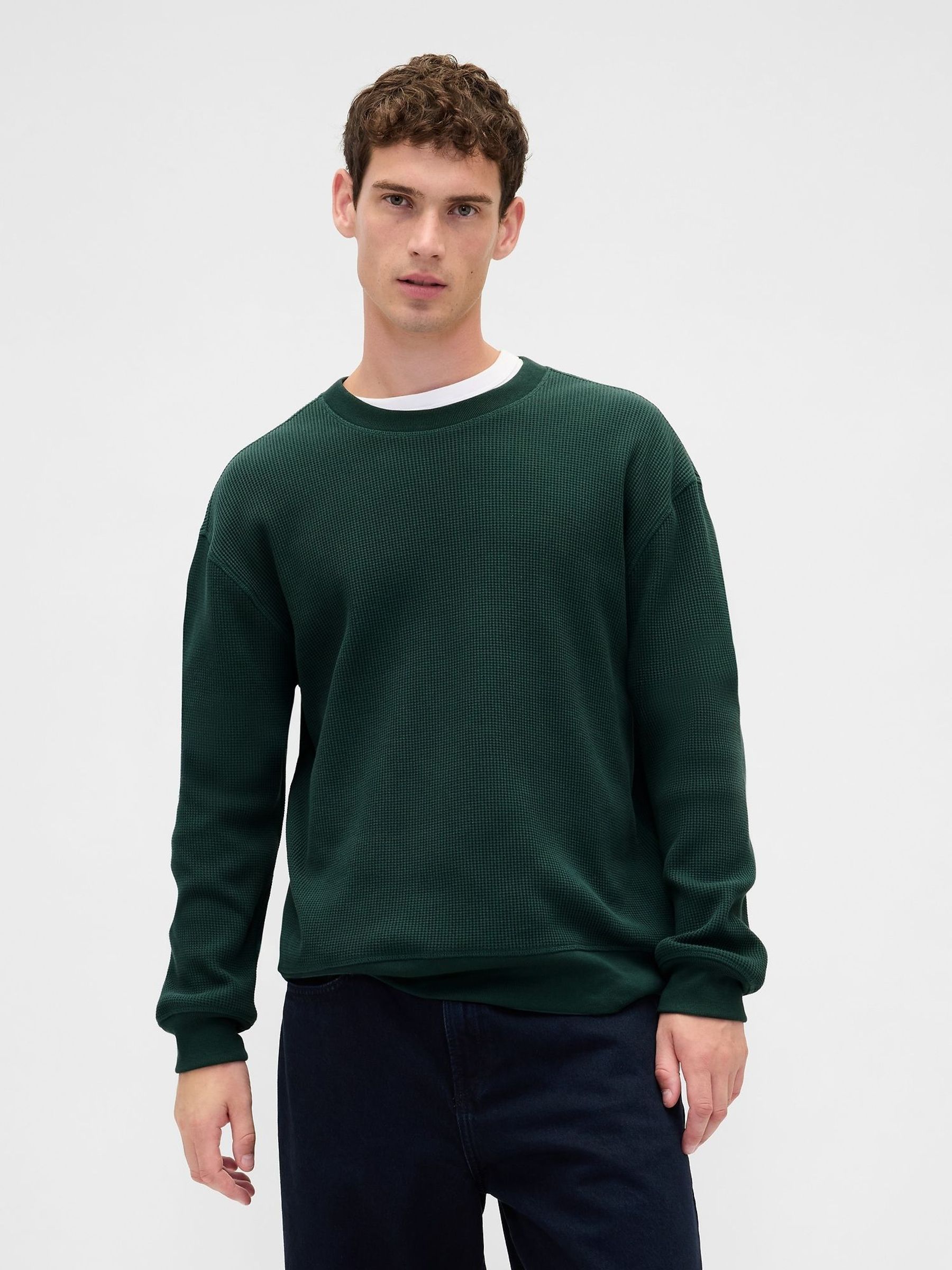 Green Heavyweight Thermal Oversized T-Shirt (Y25399) | £45