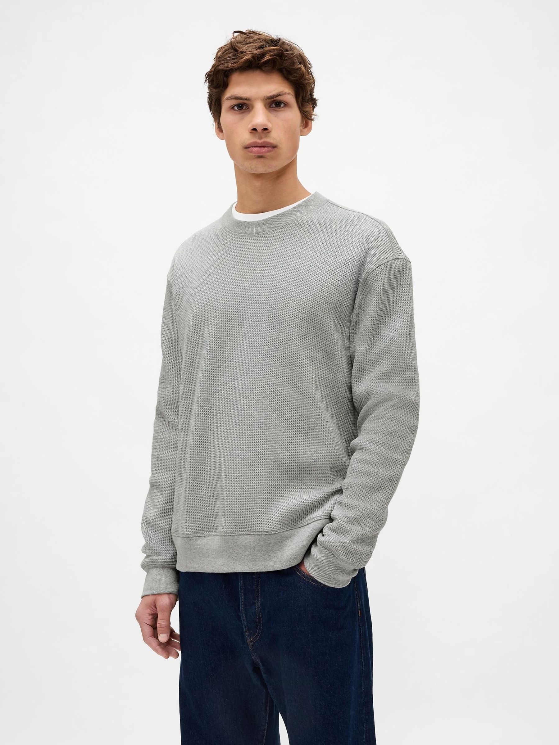 Grey Heavyweight Thermal Oversized T-Shirt (Y25405) | £45