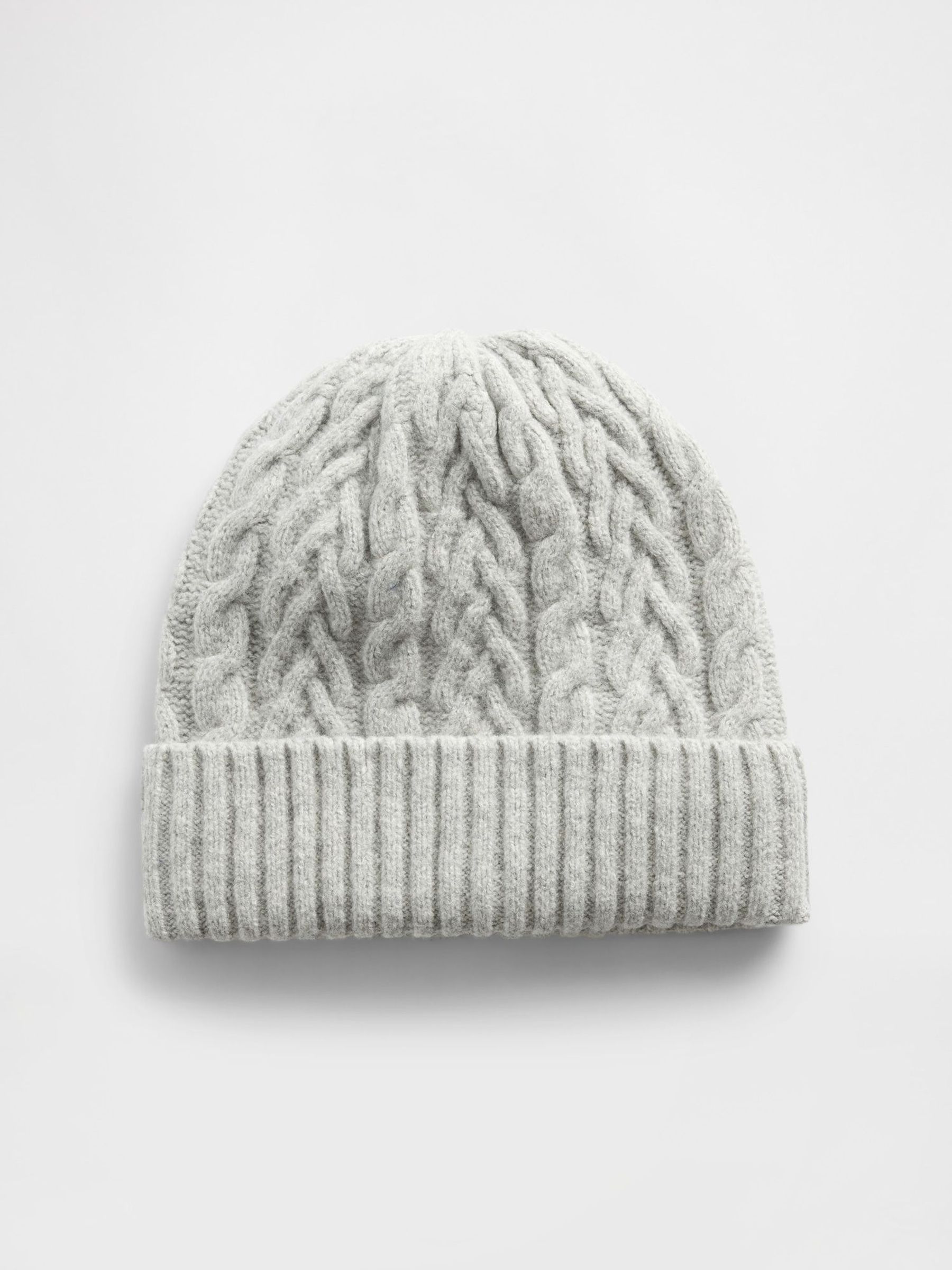 Grey CashSoft Cable-Knit Beanie (Y25416) | £18