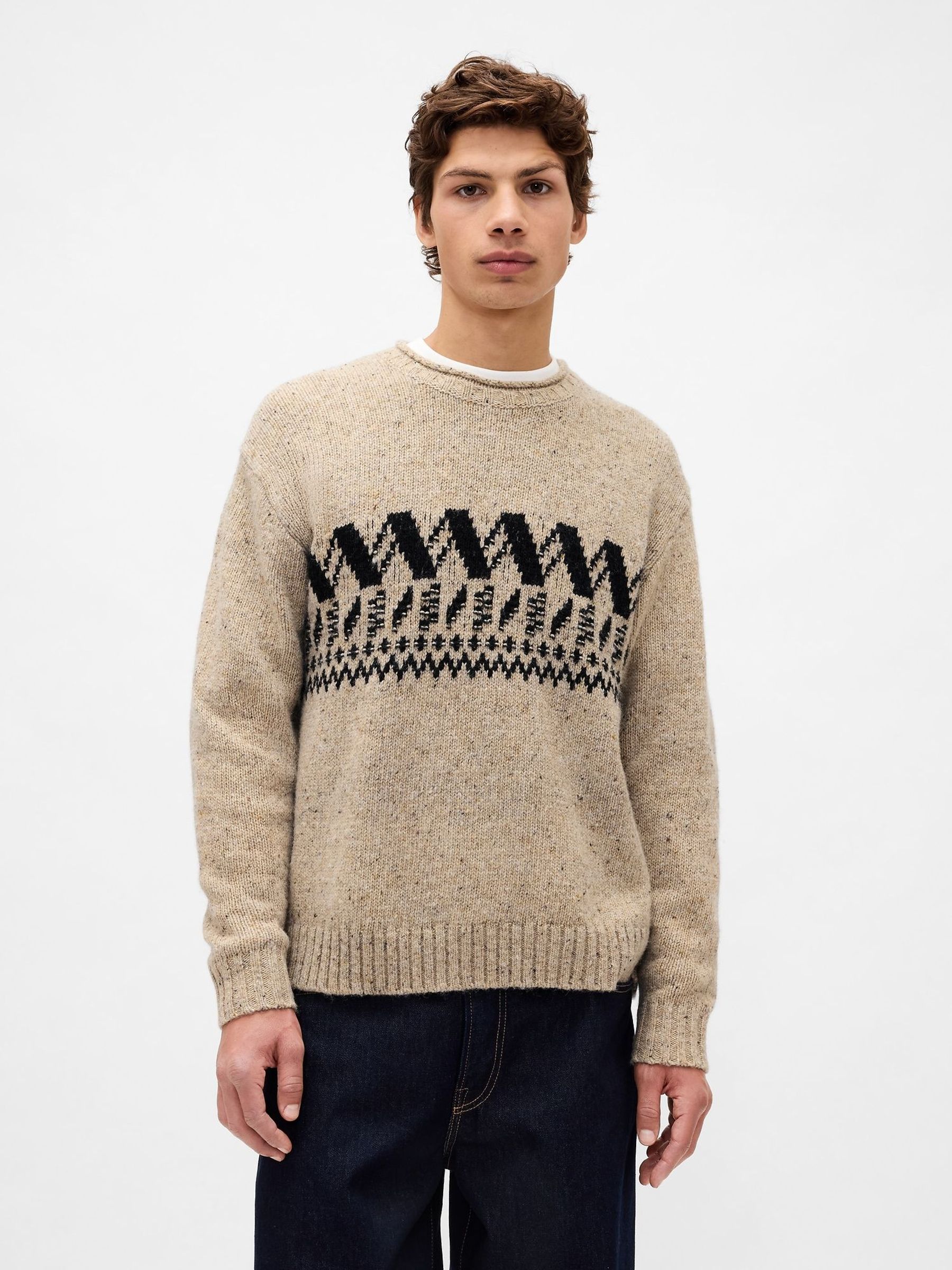 Brown Wool-Blend Roll-Neck Jumper (Y25437) | £60