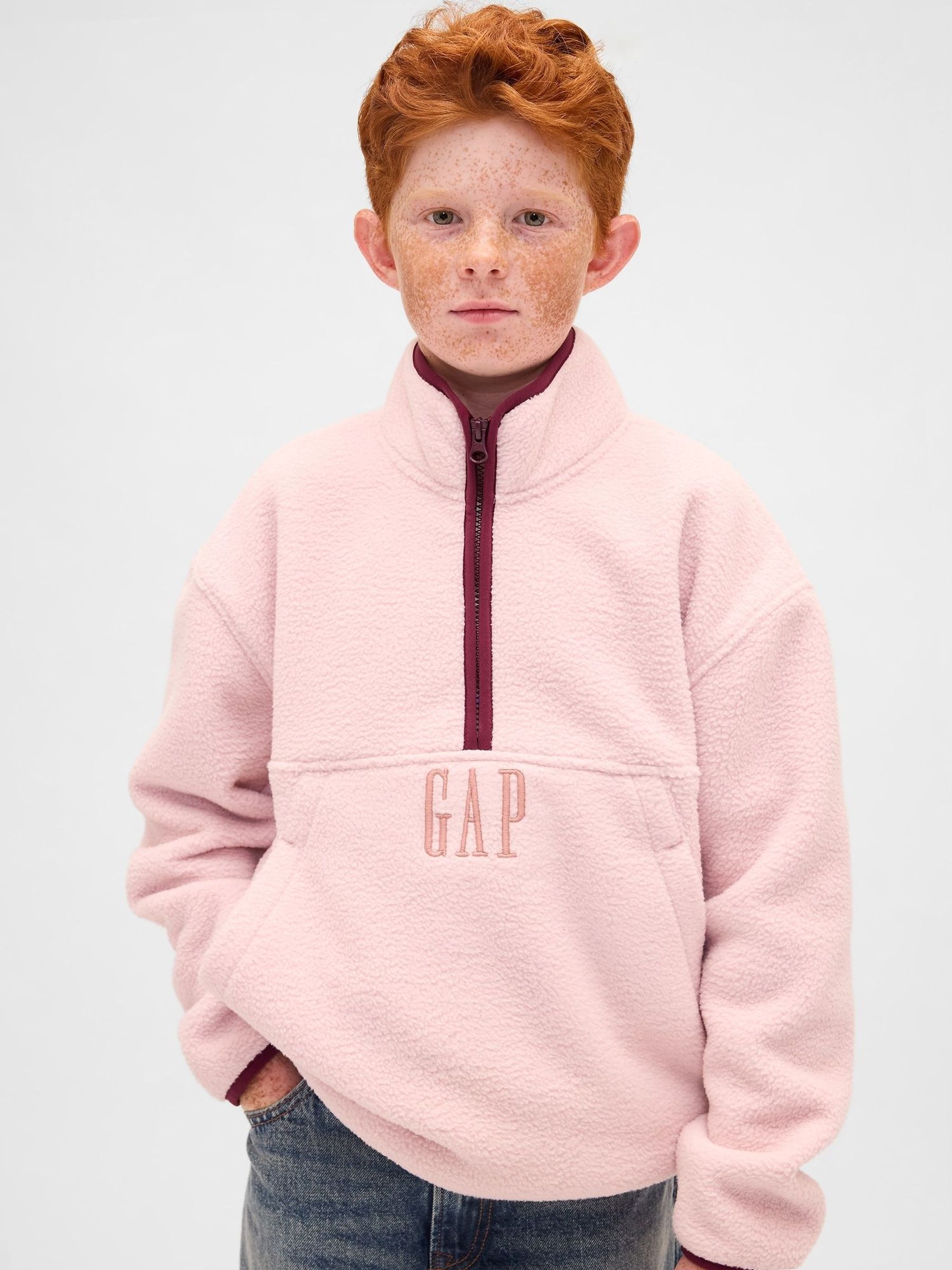 Pink Sherpa Logo Half-Zip Pullover Sweatshirt (4-13yrs) (Y25438) | £35