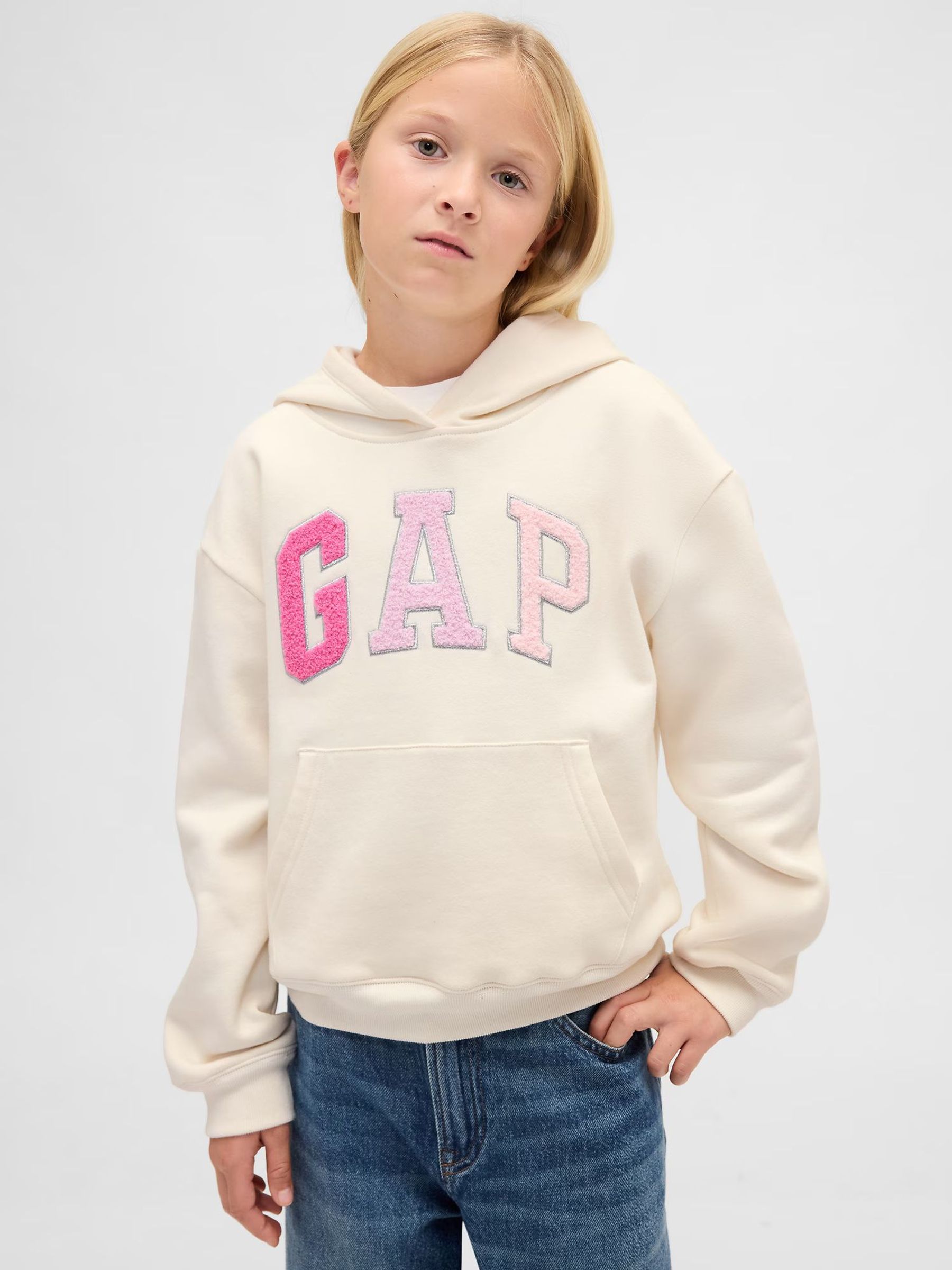 Cream Relaxed Logo Hoodie (4-13yrs) (Y25451) | £20