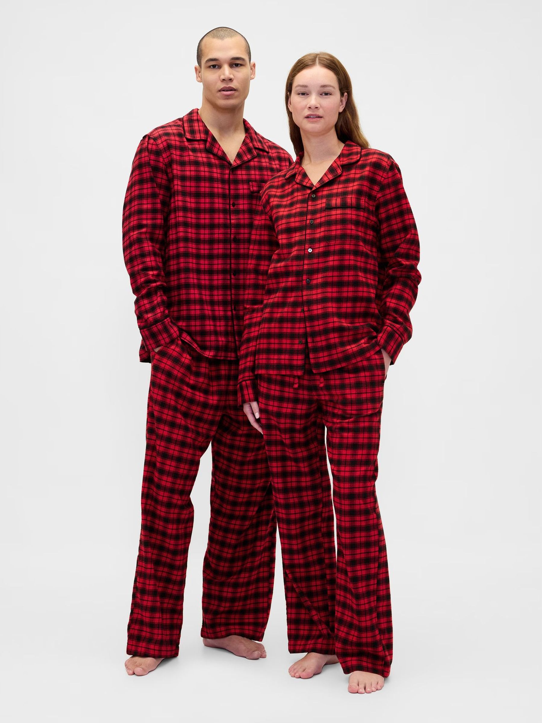 Red & Black check Matching Family Christmas Pyjama Bottoms (Y25459) | £25