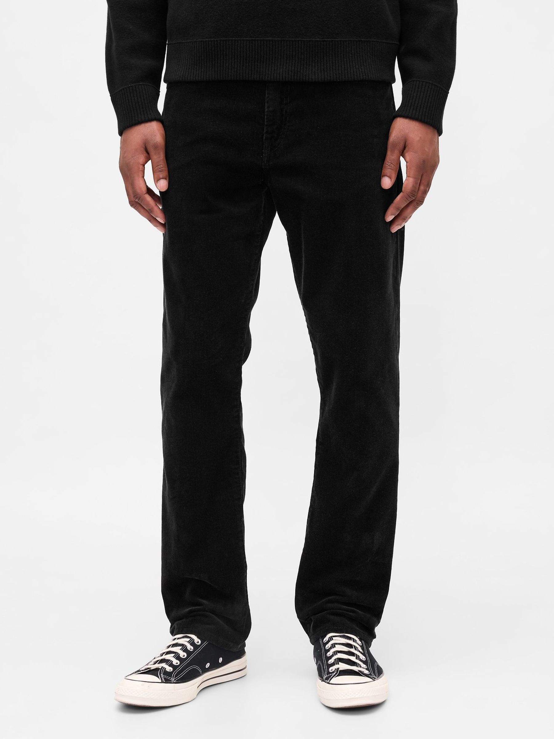 Black Corduroy Relaxed Straight Trousers (Y25462) | £50