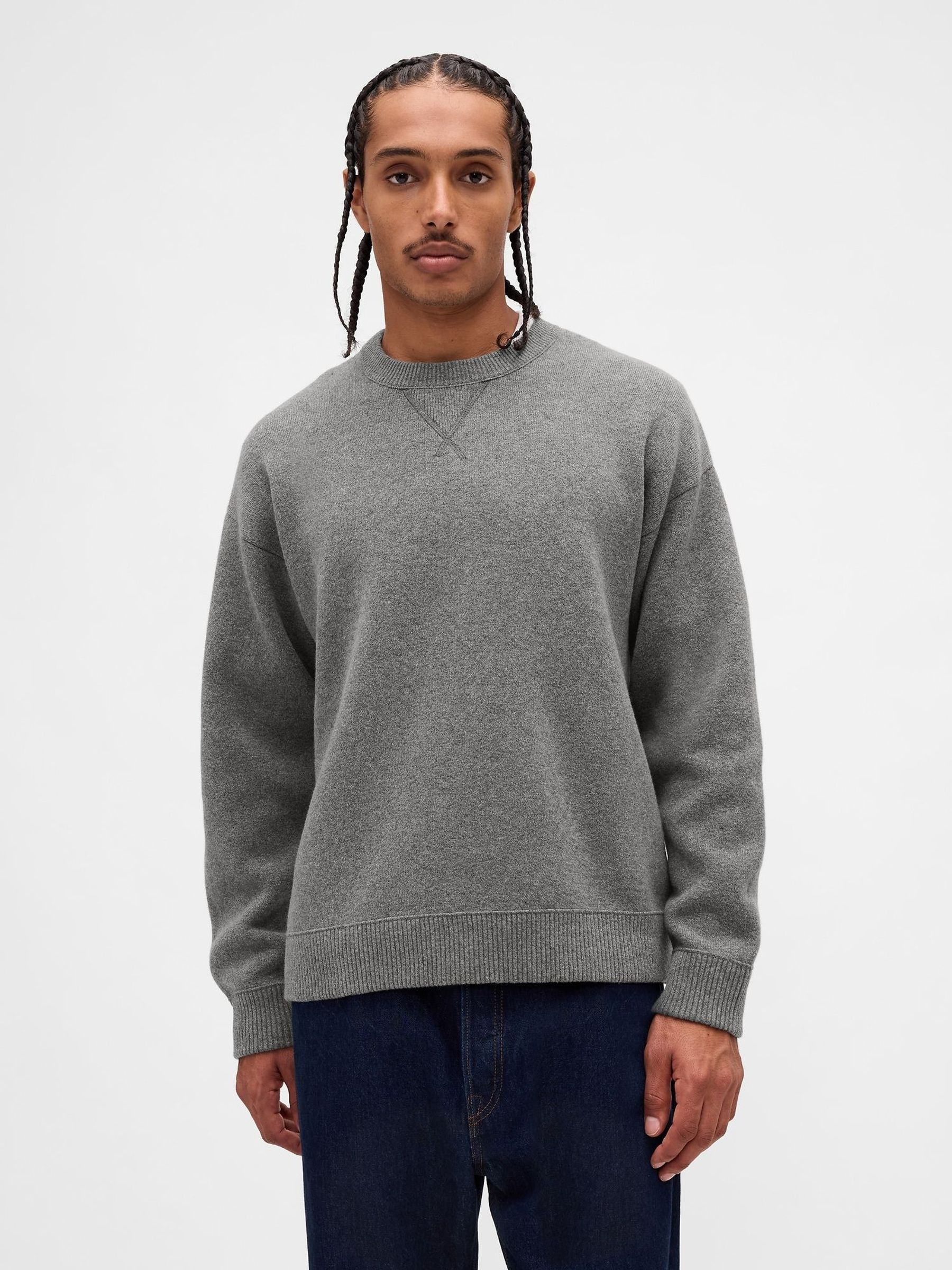 Grey Heavyweight CashSoft Crew Neck Jumper (Y25496) | £75
