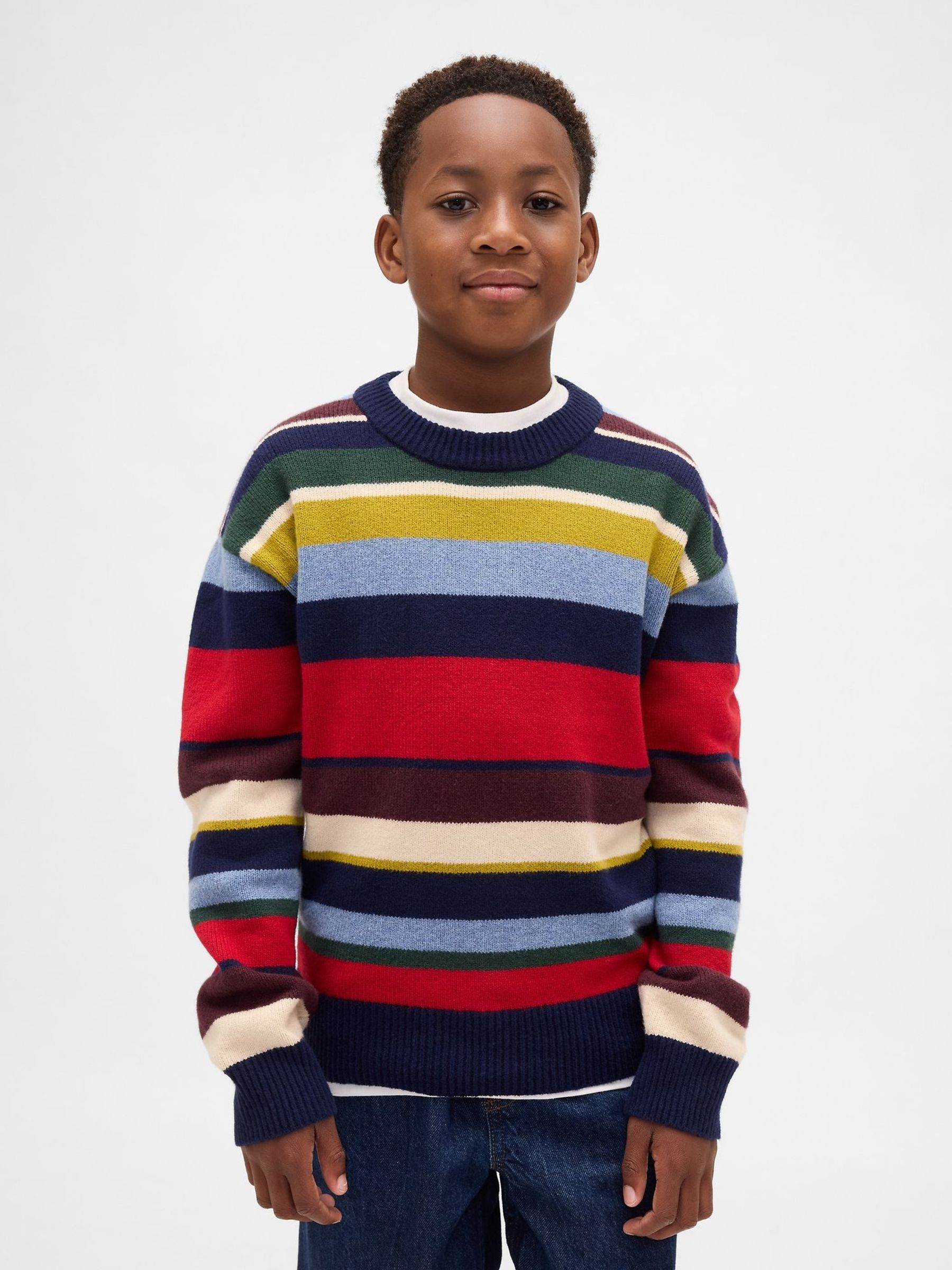 Multi CashSoft Relaxed Crew Neck Jumper (4-13yrs) (Y25501) | £30