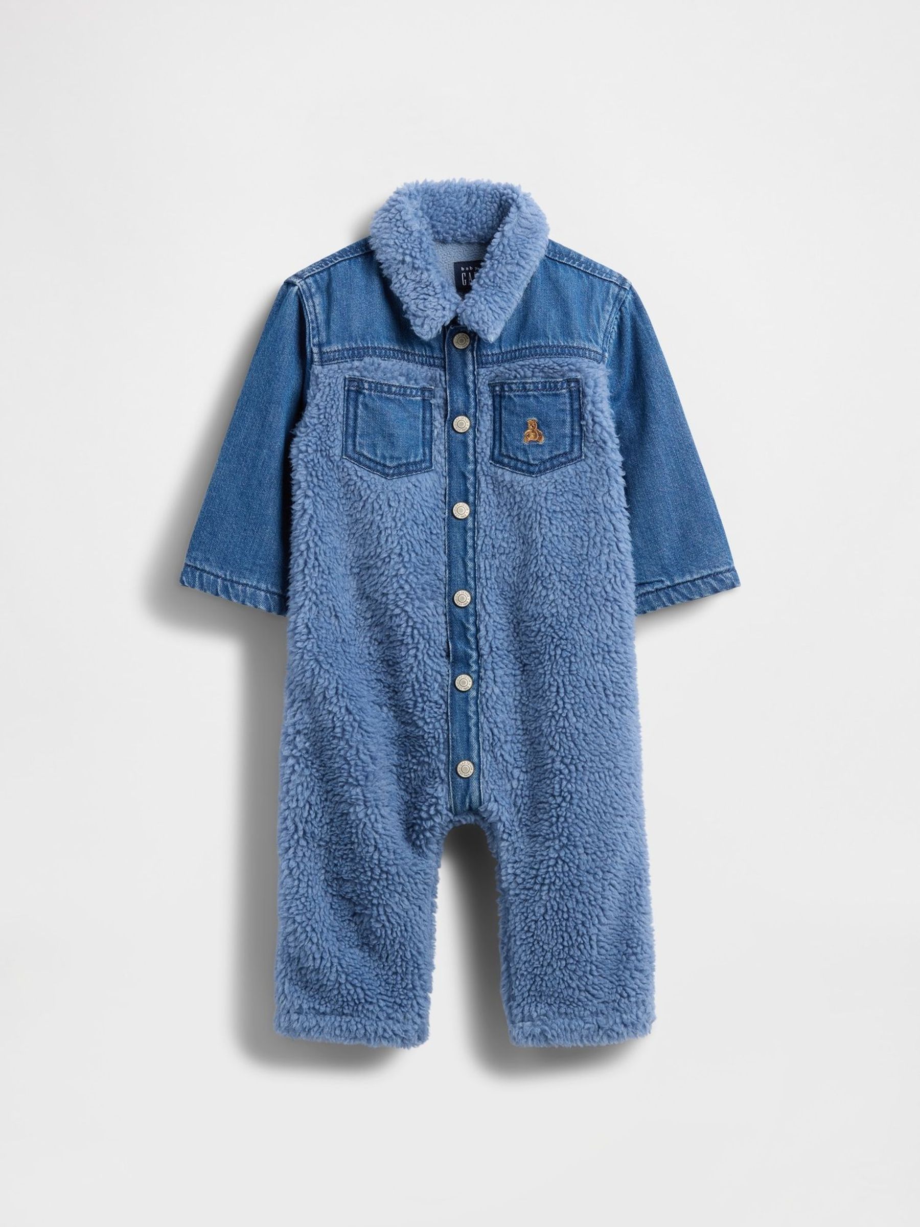Blue Softspun Colourblock Henley Footed One-Piece Sleepsuit (Y27030) | £25