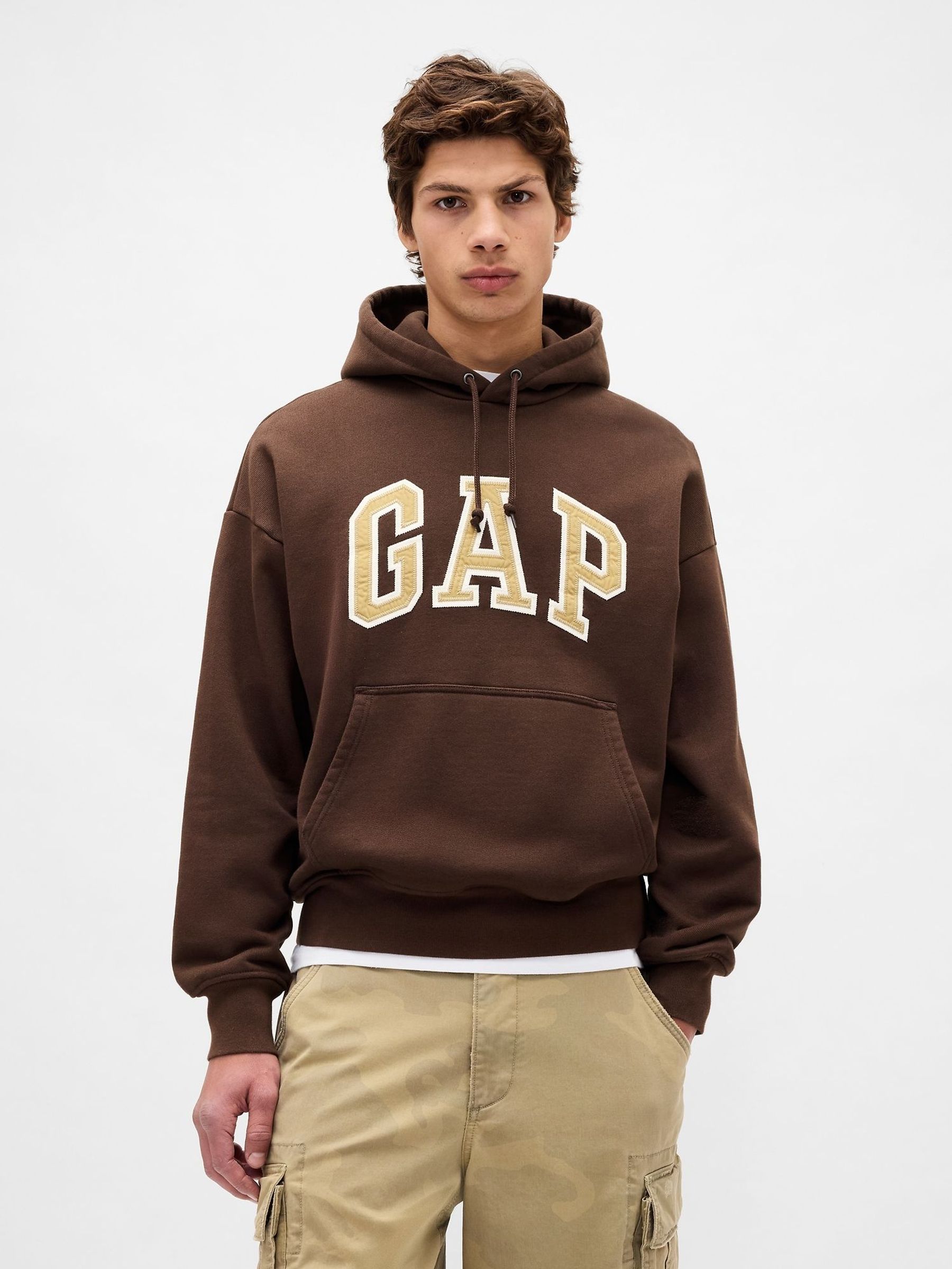 Brown Oversized Extra Heavyweight French Terry Logo Hoodie (Y28673) | £95