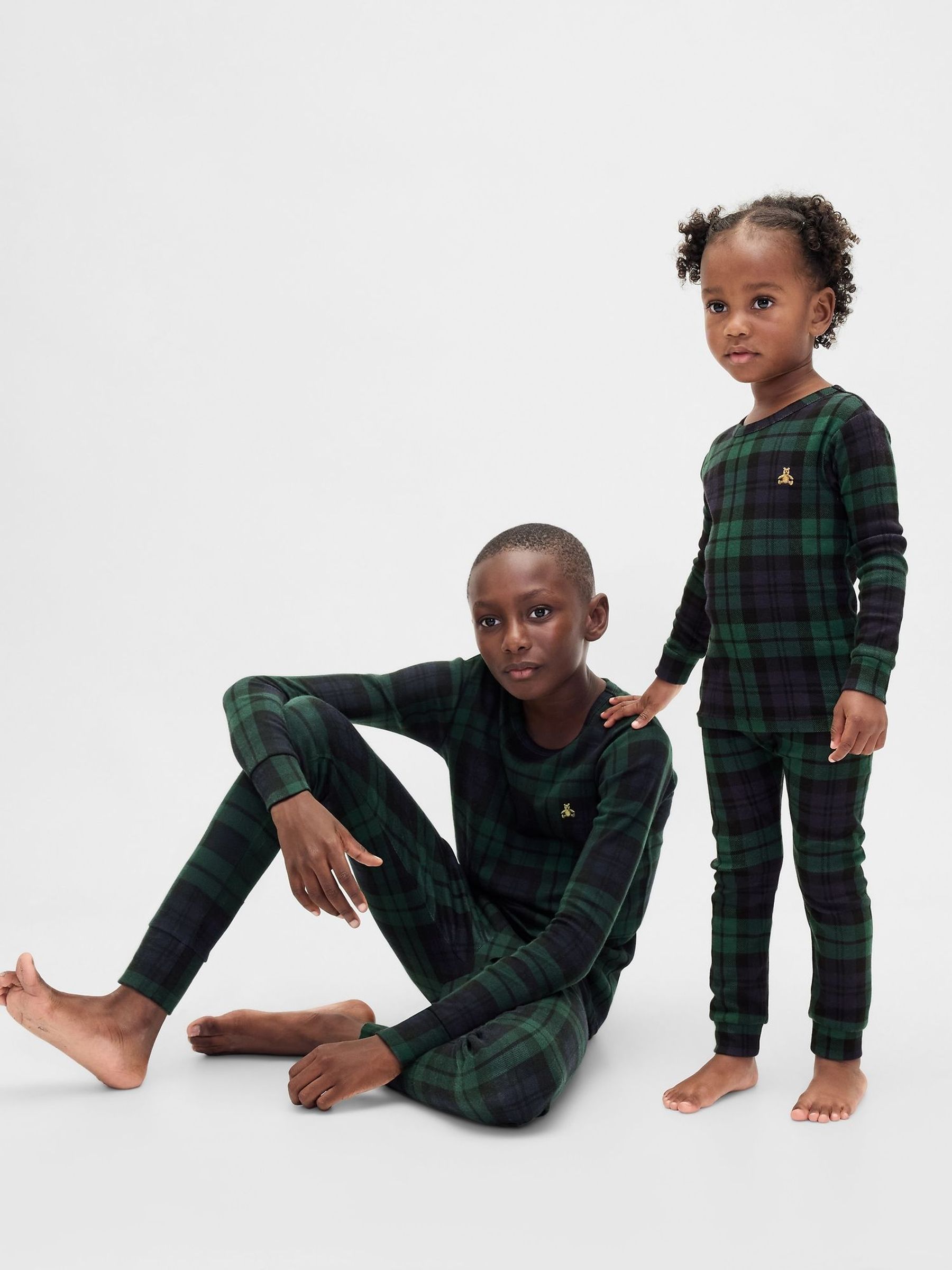 Green Plaid Matching Family Christmas Cotton Pyjamas (Y28701) | £18