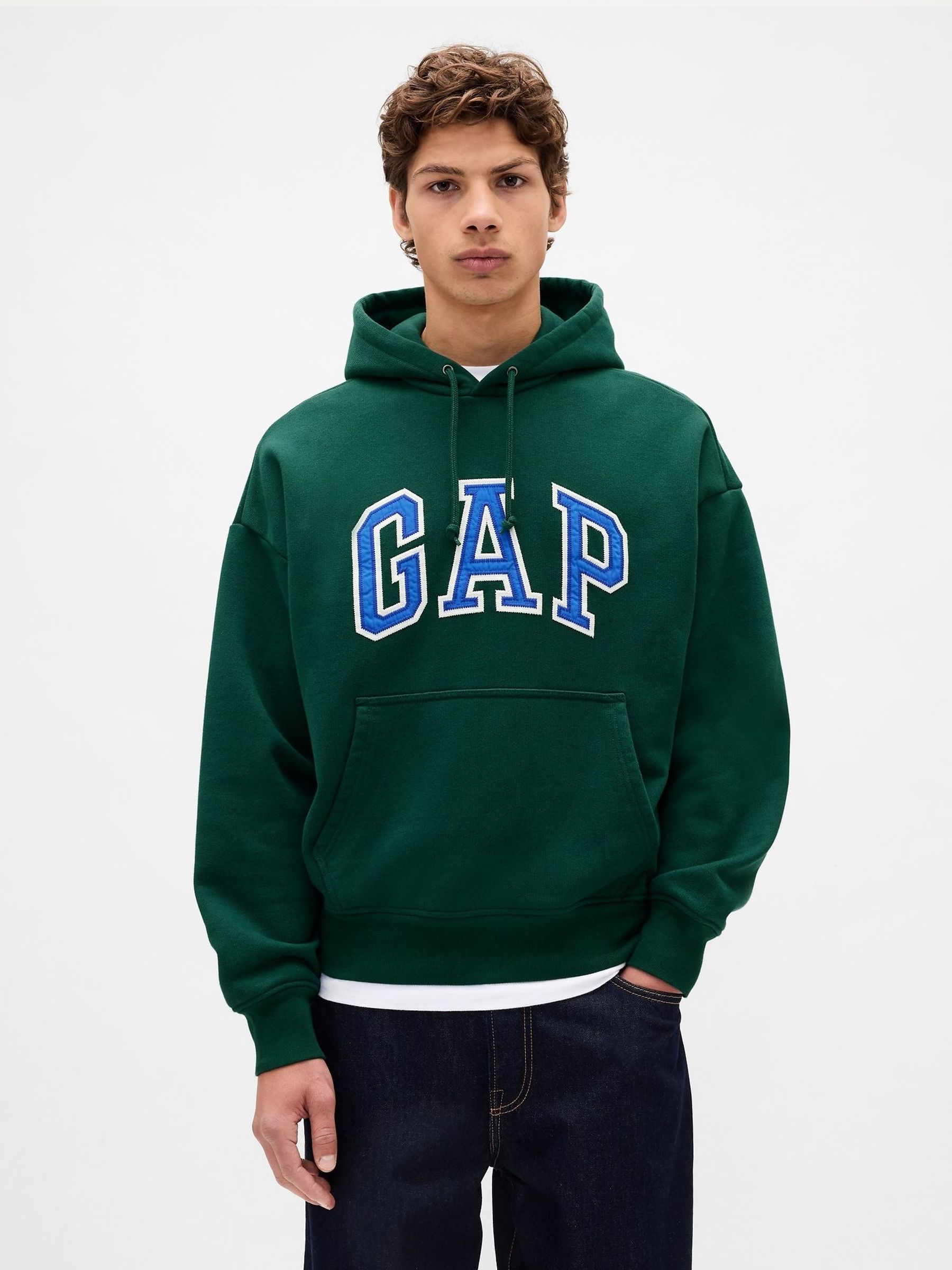 Green Oversized Extra Heavyweight French Terry Logo Hoodie (Y28724) | £95