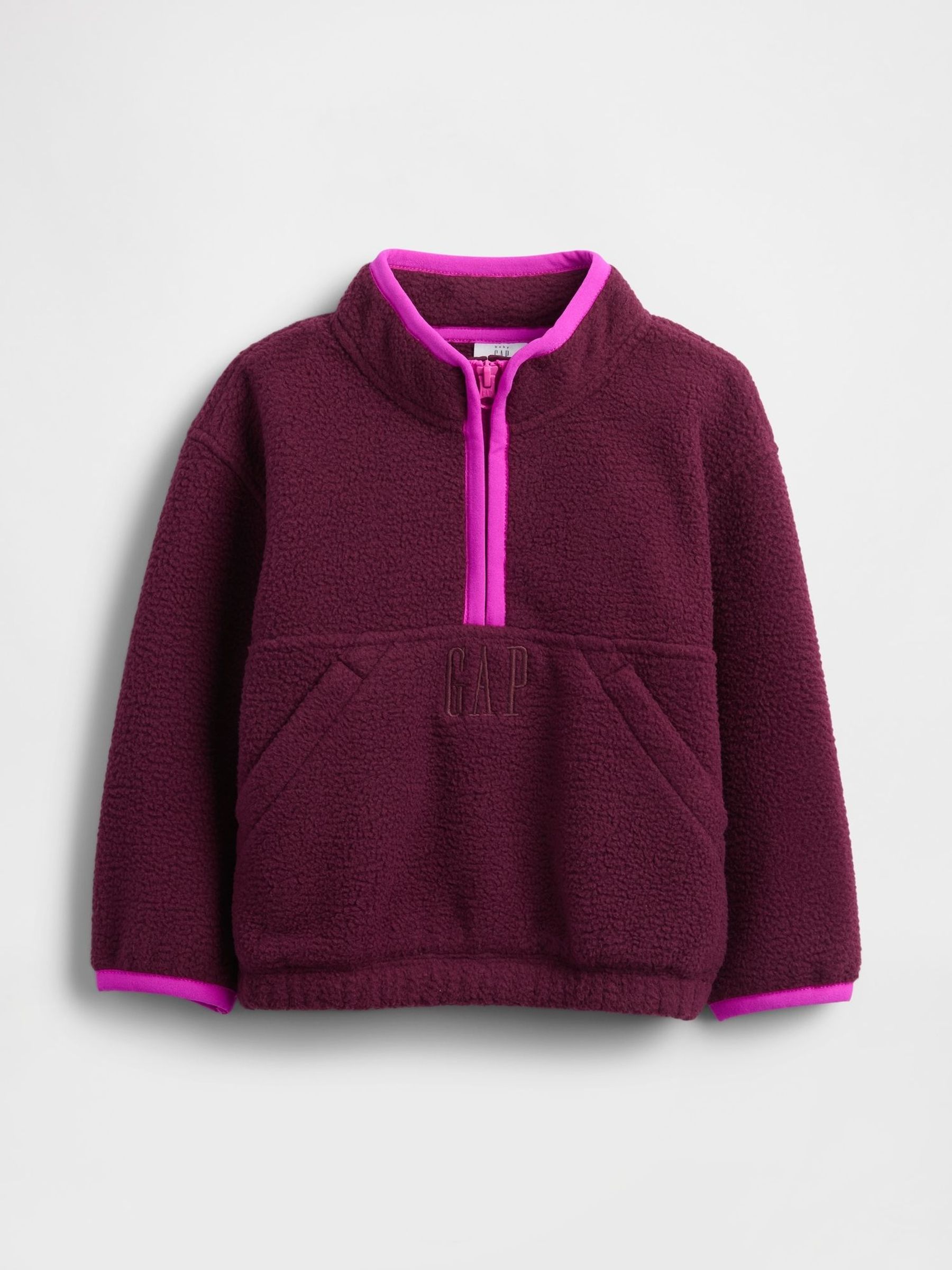 Burgundy Red Sherpa Half-Zip Pullover Sweatshirt (6mths-5yrs) (Y28754) | £25