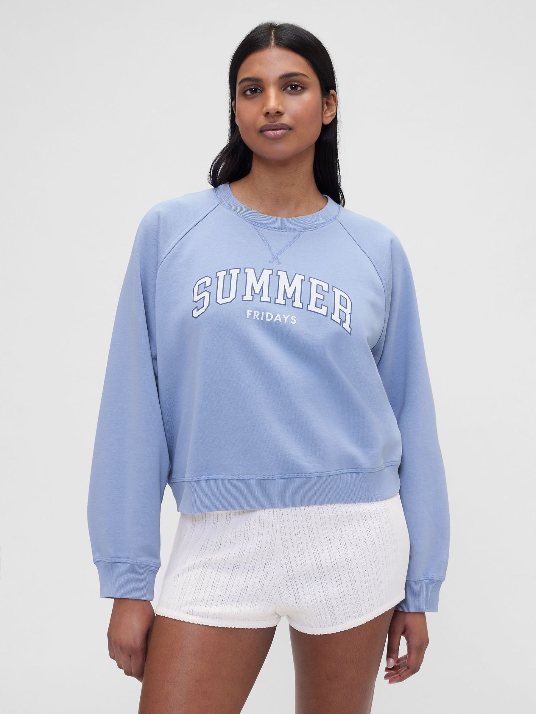 Gap X Summer Fridays Blue Oversized Raglan Logo Sweatshirt (Y28770) | £65