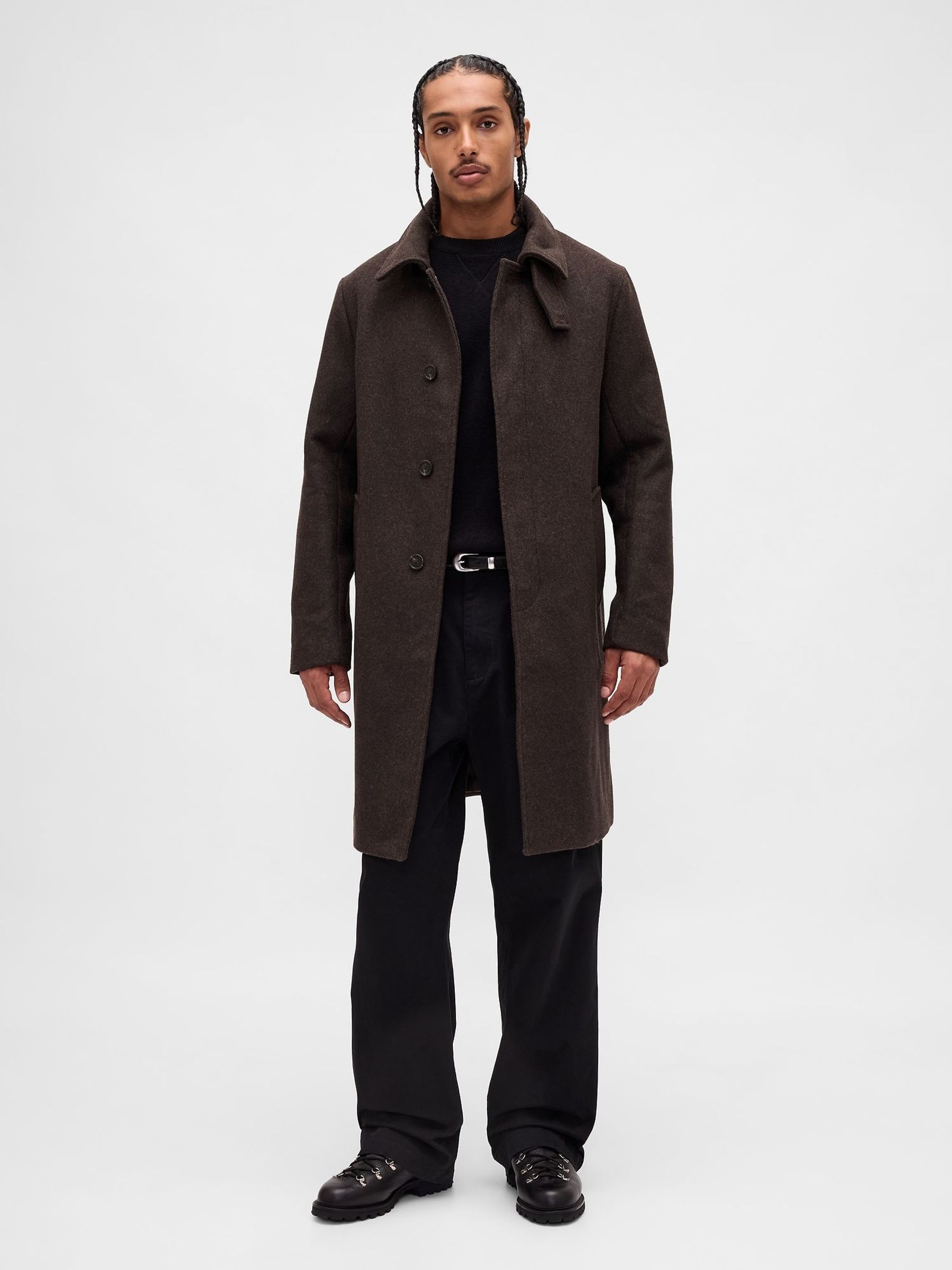 Brown Wool Blend Car Coat (Y28775) | £175