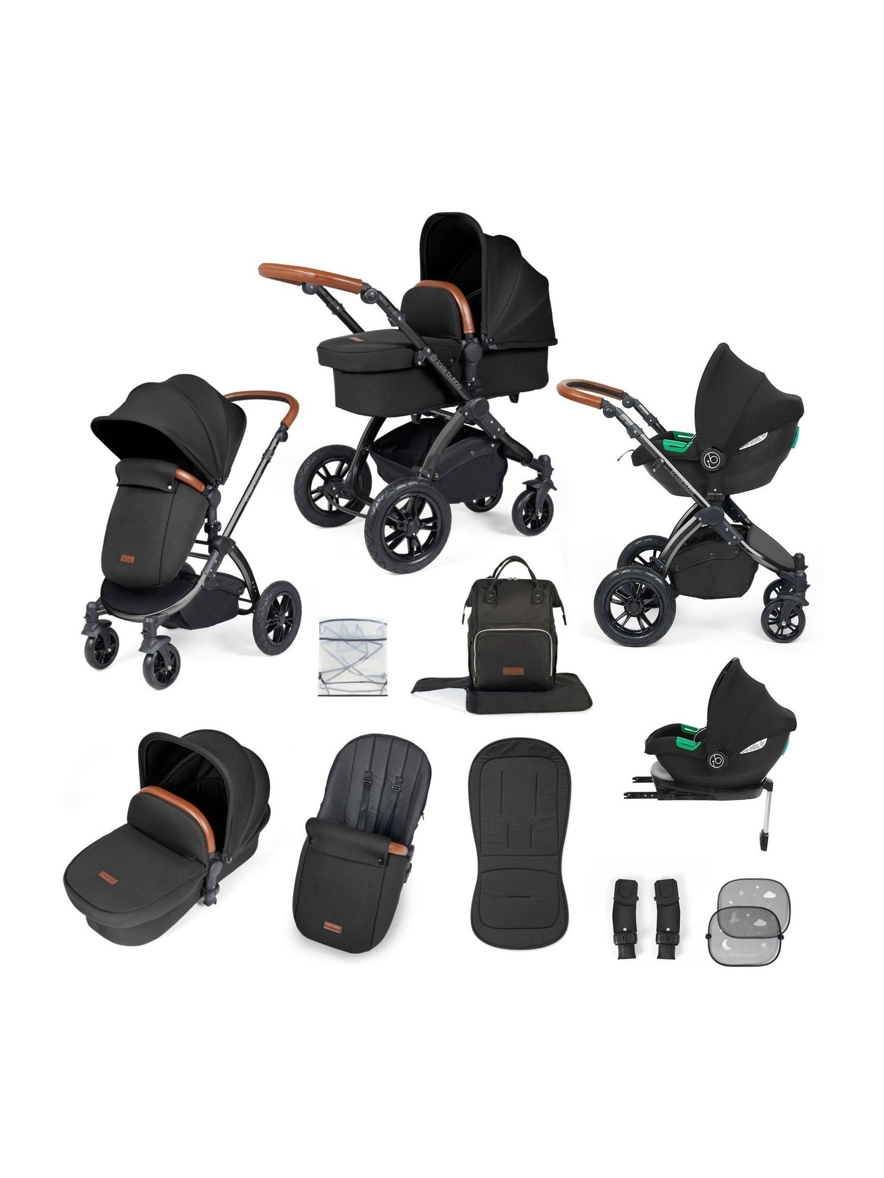 Ickle Bubba 12 Piece Midnight Stomp Luxe Travel System with iSize Cirrus Car Seat (Y29314) | £600