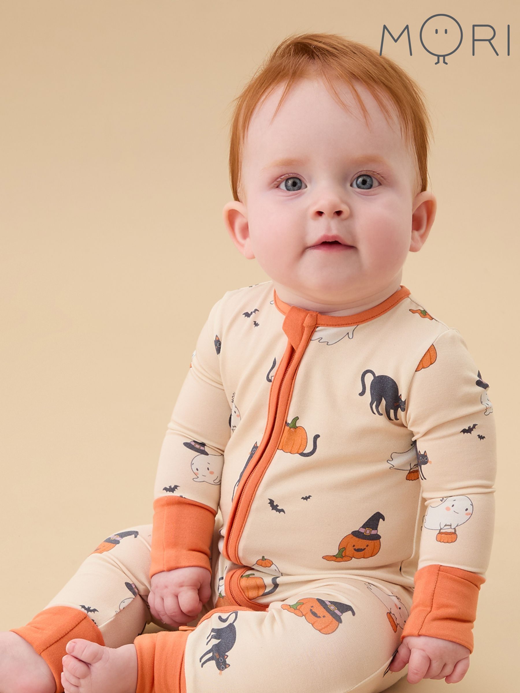 MORI Cream Supersoft Halloween Two Way Zip-Up Sleepsuit (Y29450) | £33.50 - £35.50