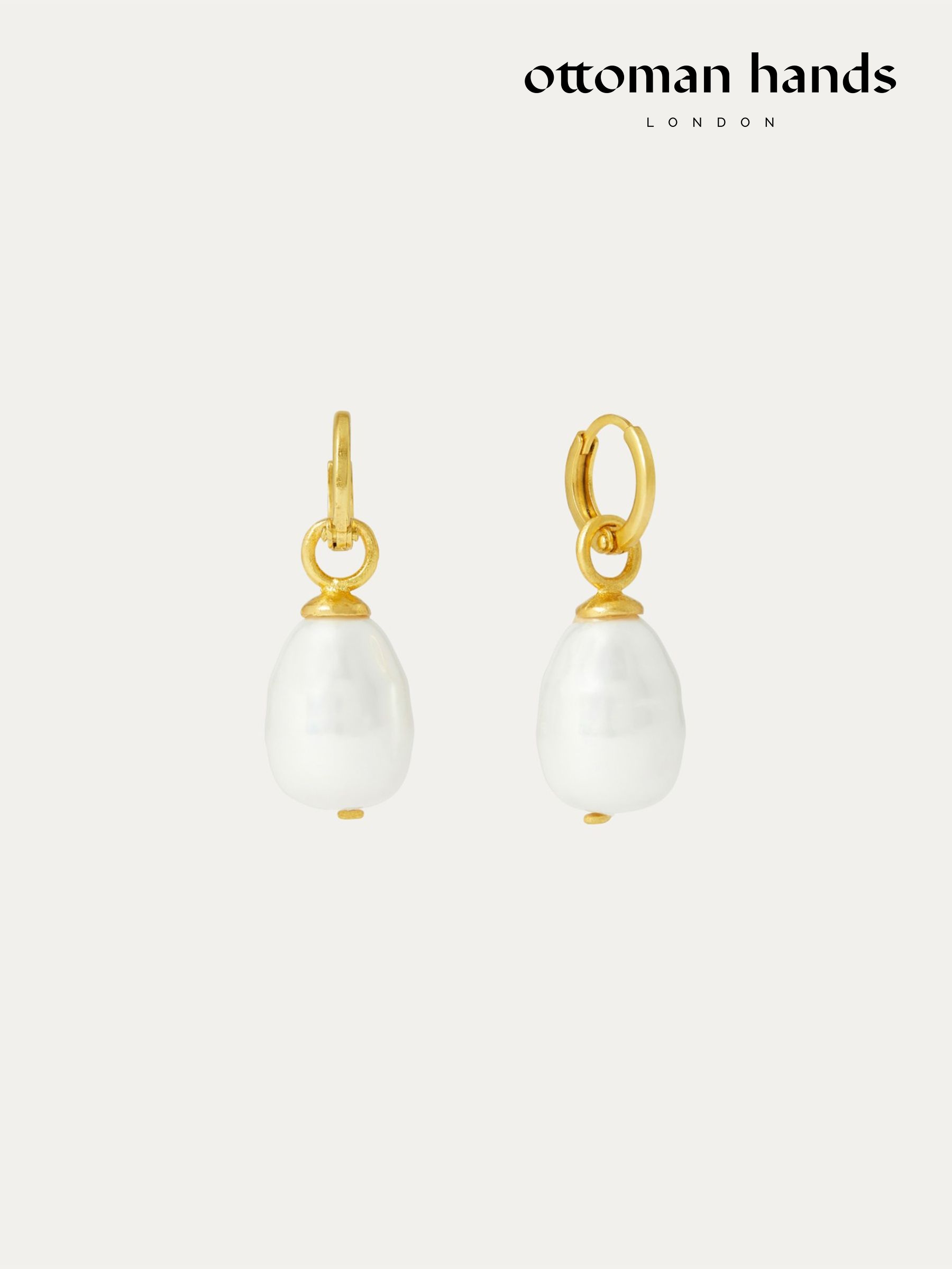 Ottoman Hands Ava Gold Tone Pearl Drop Huggie Earrings (Y30568) | £42
