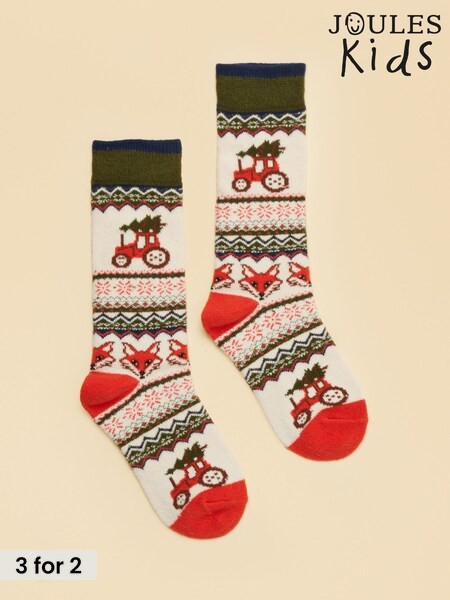 Orange & Green fox Fairisle - Socks