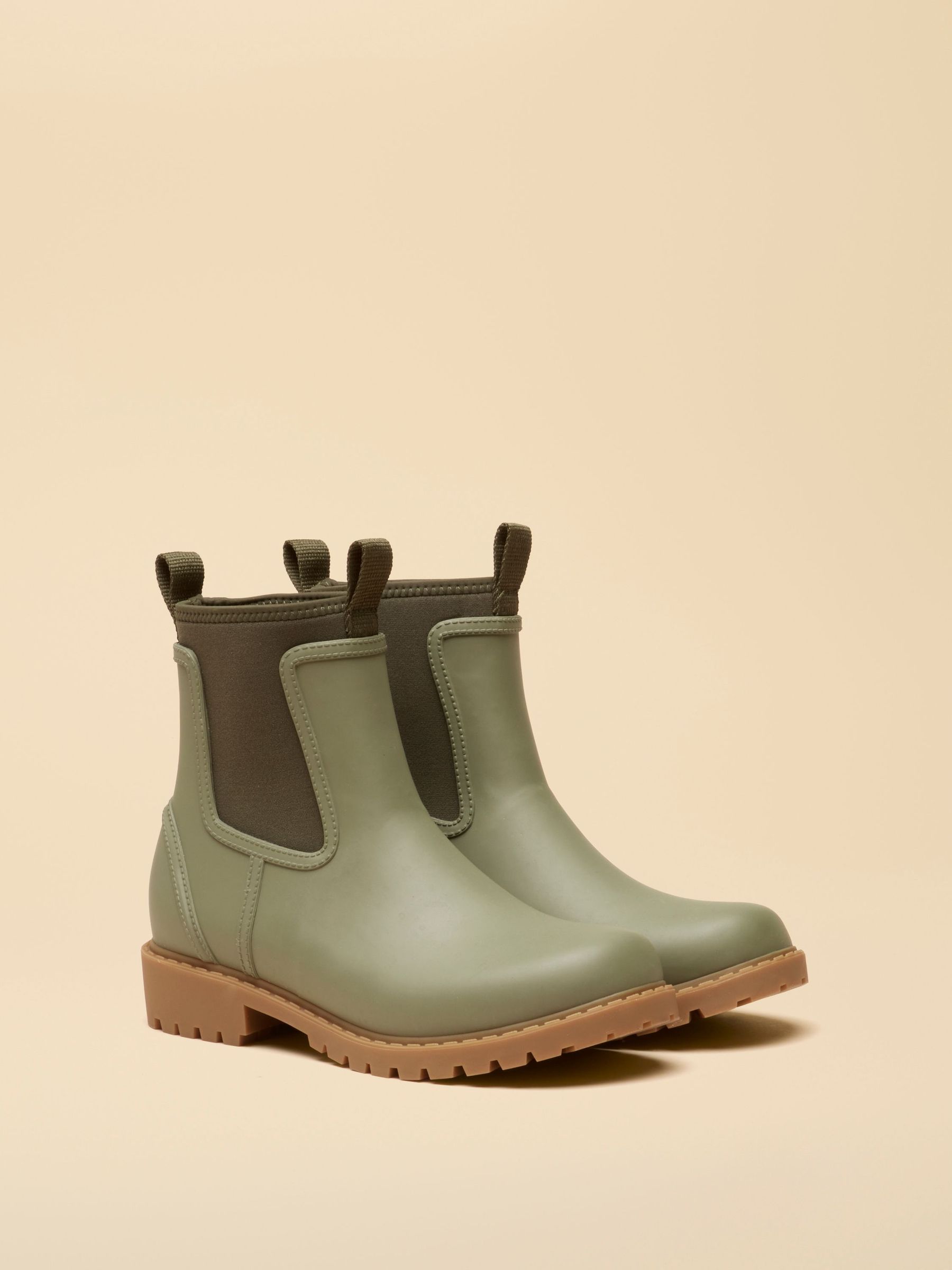 Khaki Green - Neoprene Lined Ankle Wellies