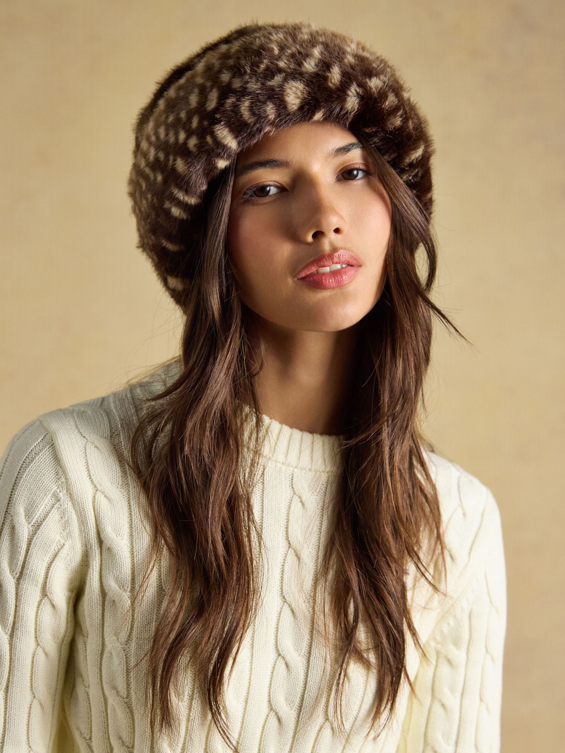 Neutral Deer Spot - Faux Fur Hat