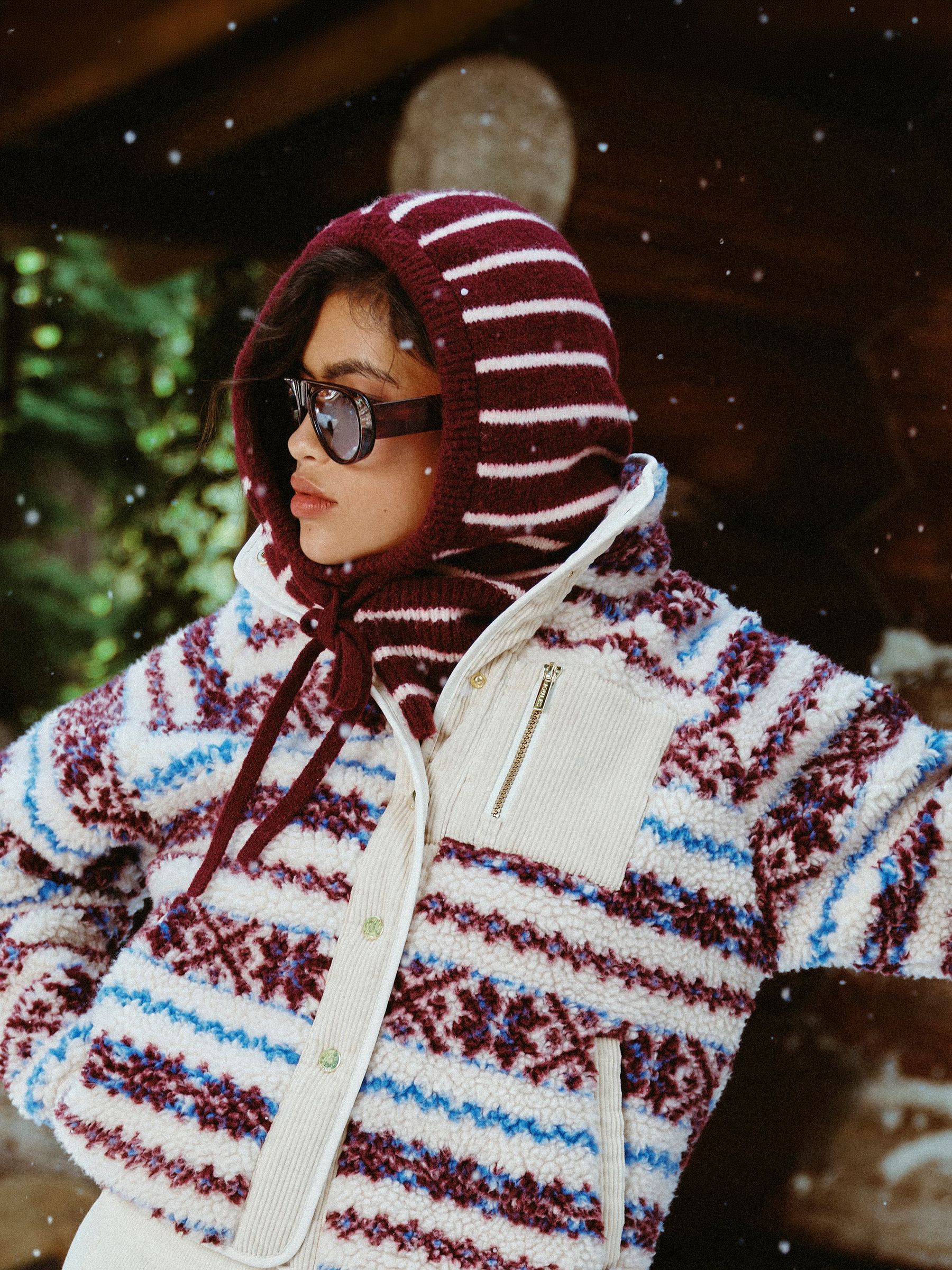 Berry & Pink Stripe - Drawstring Hood