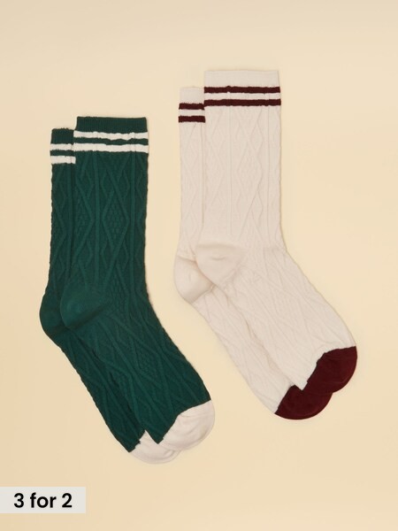 Cream & Green - Tennis Socks 2-pack