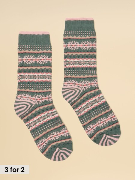 Khaki Green - Fair Isle Socks