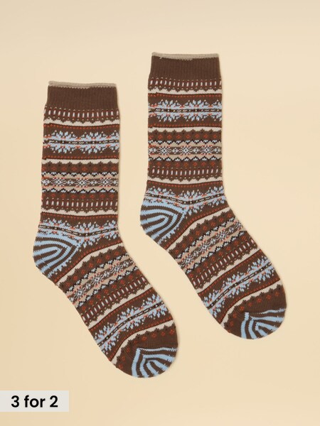 Chocolate Brown - Fair Isle Socks