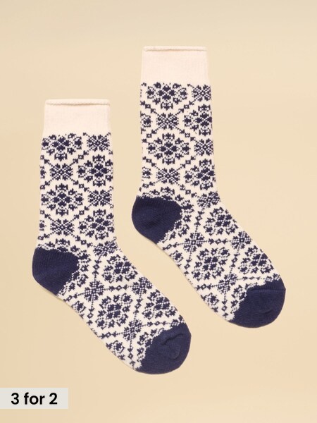 Navy Geo - Socks (size 4-8)