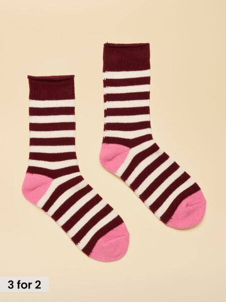 Berry Pink Stripe - Socks (size 4-8)