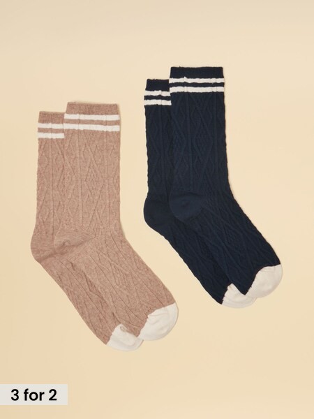 Oat & Navy - Tennis Socks 2-pack