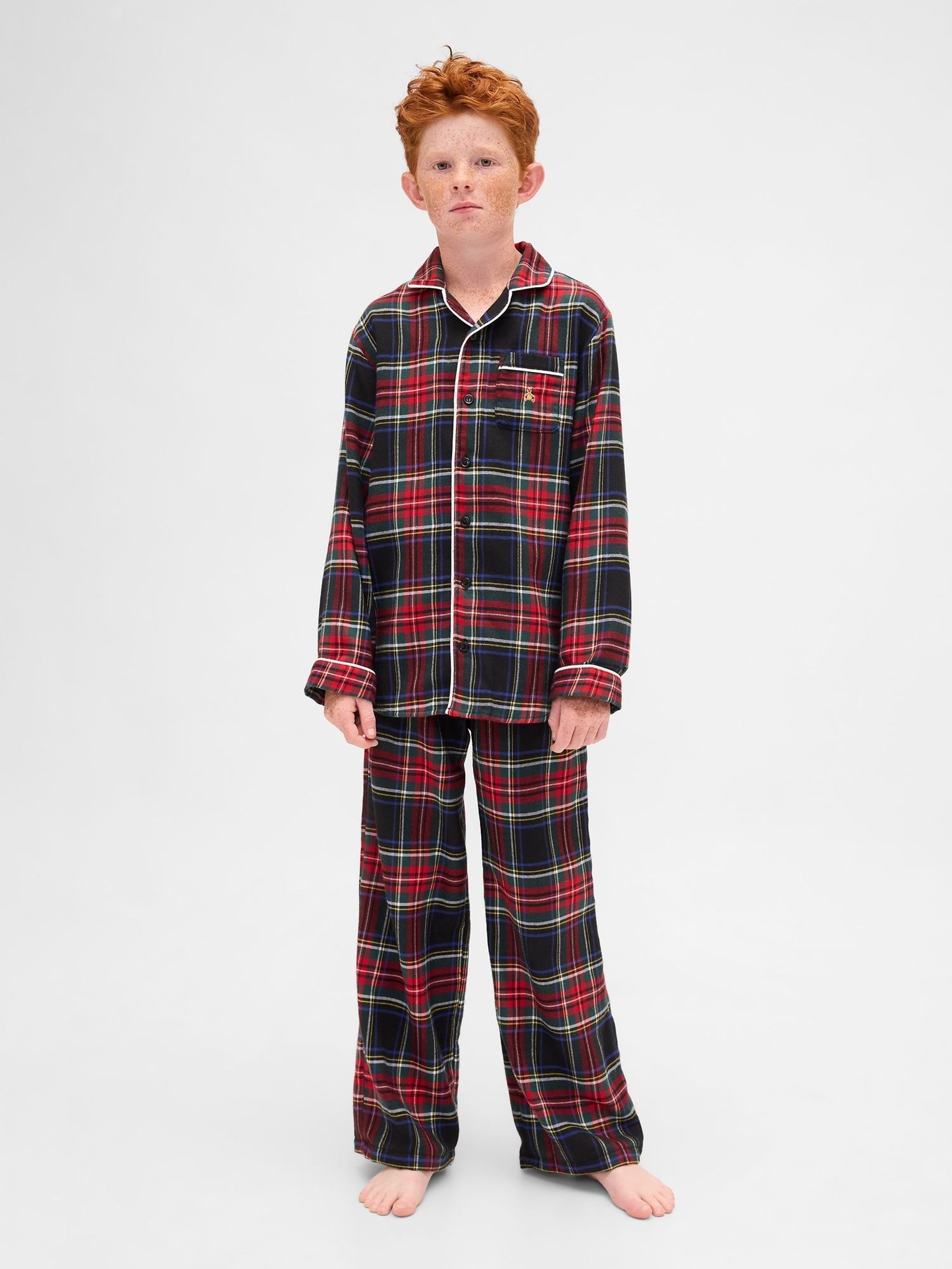 Black/Red check Matching Family Christmas Flannel Pyjamas (Y31851) | £35