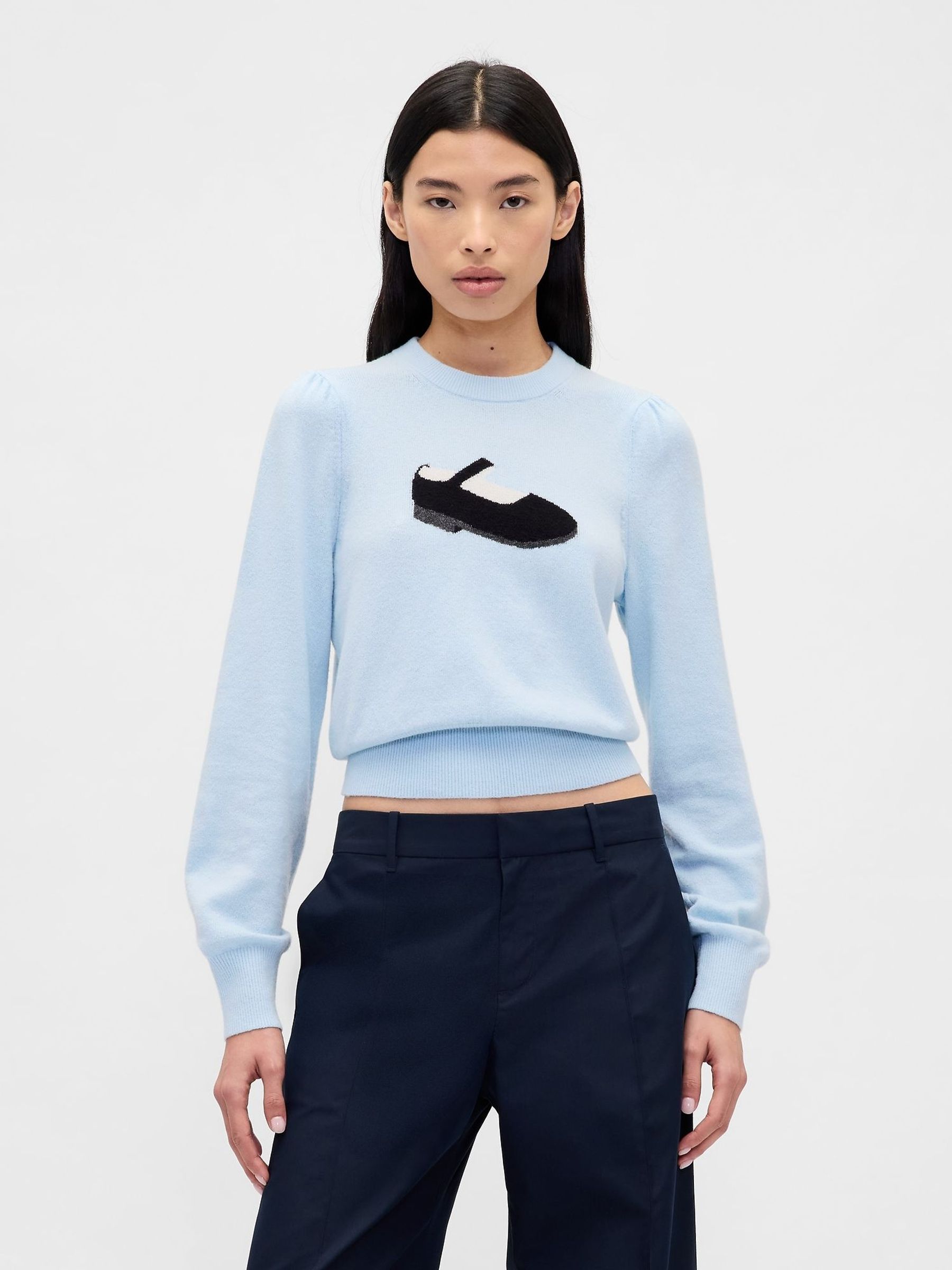 Light Blue Sandy Liang CashSoft Crop Jumper (Y31864) | £75