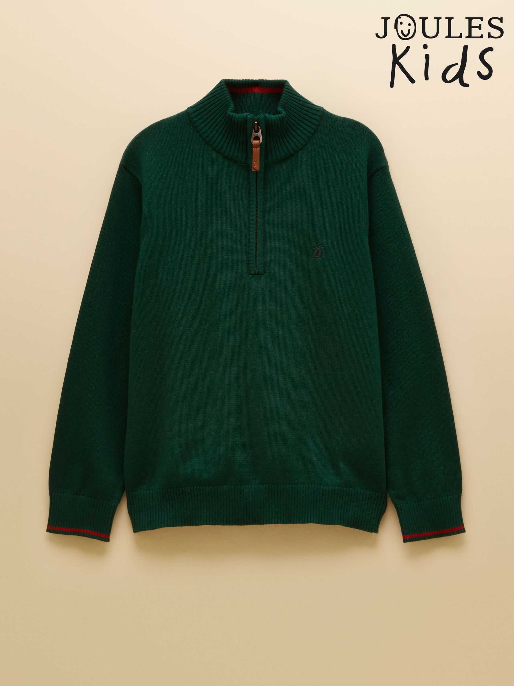 Dark Green - Knit Quarter Zip Jumper
