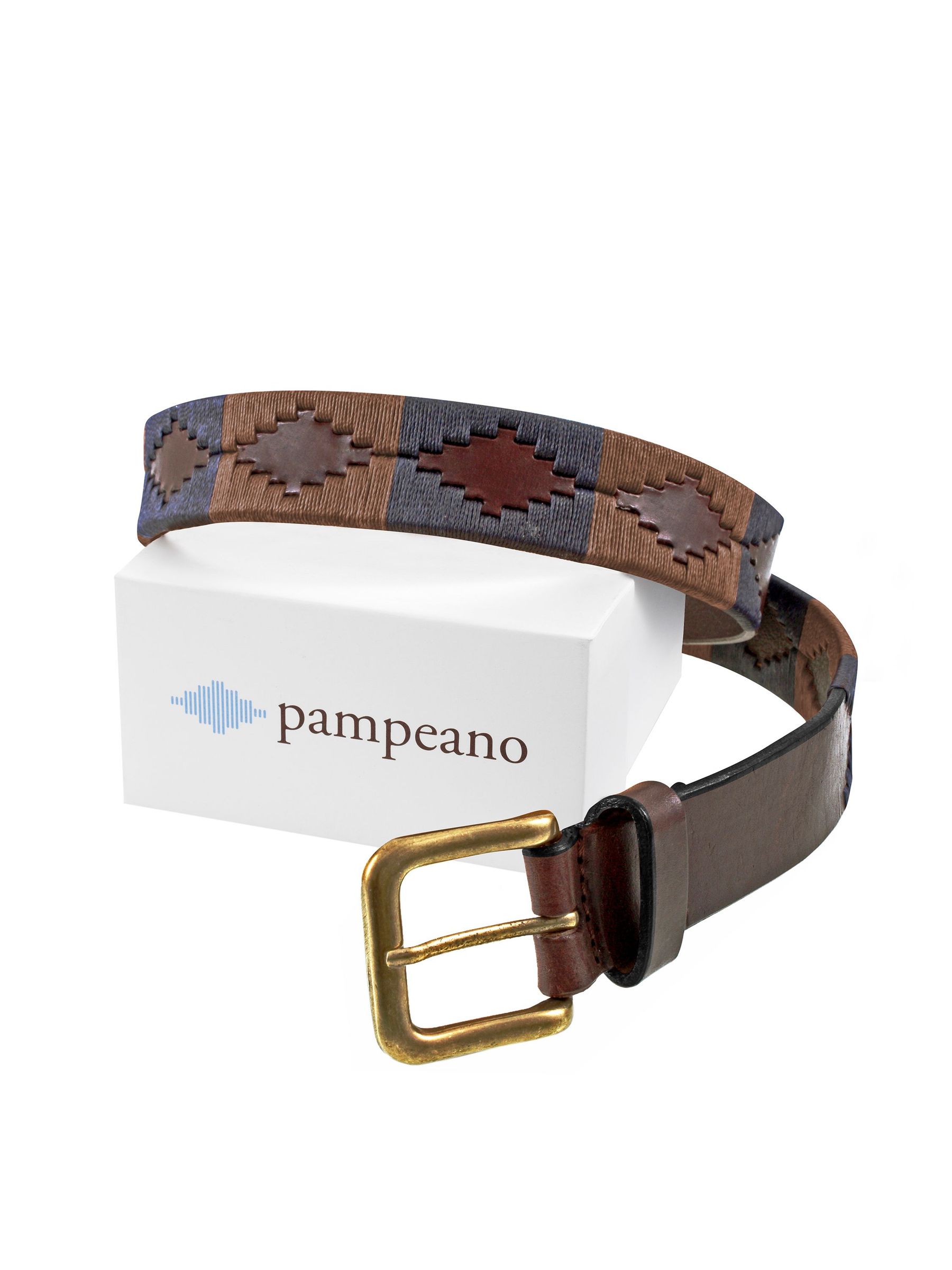 Navy Brown Pampeano Dulce Leather Polo Belt (Y32773) | £85