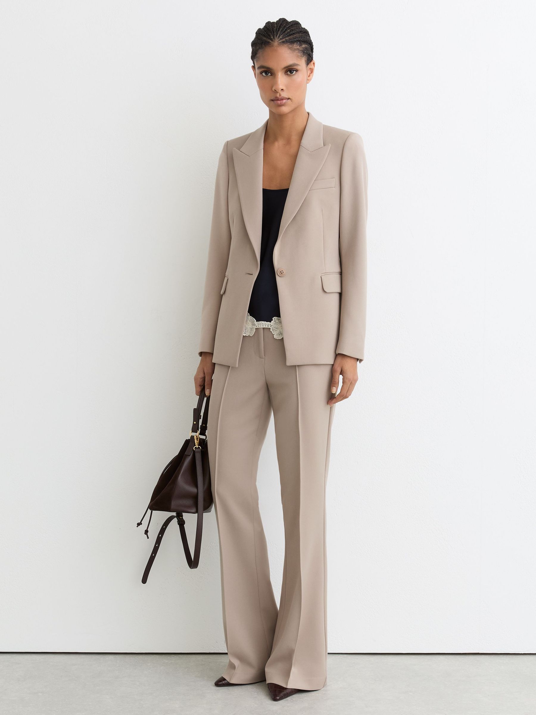 Tailored Single Breasted Suit Blazer in Stone Neutral (Y33015) | £198