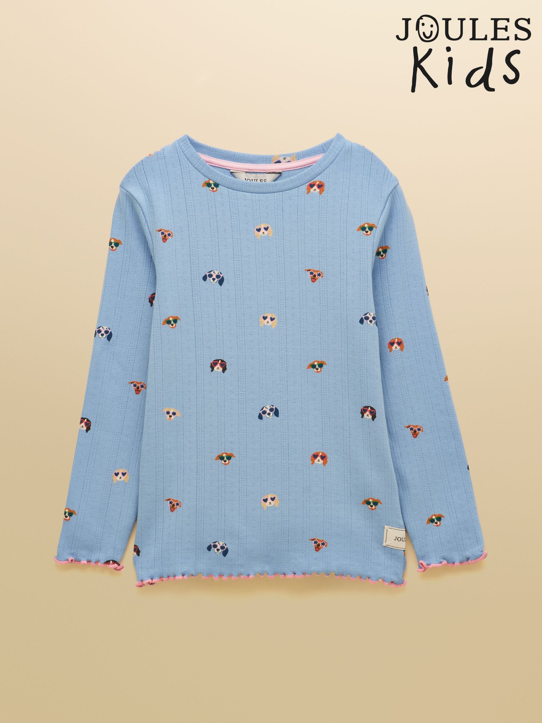 Blue Dogs - Long Sleeve Pointelle Top