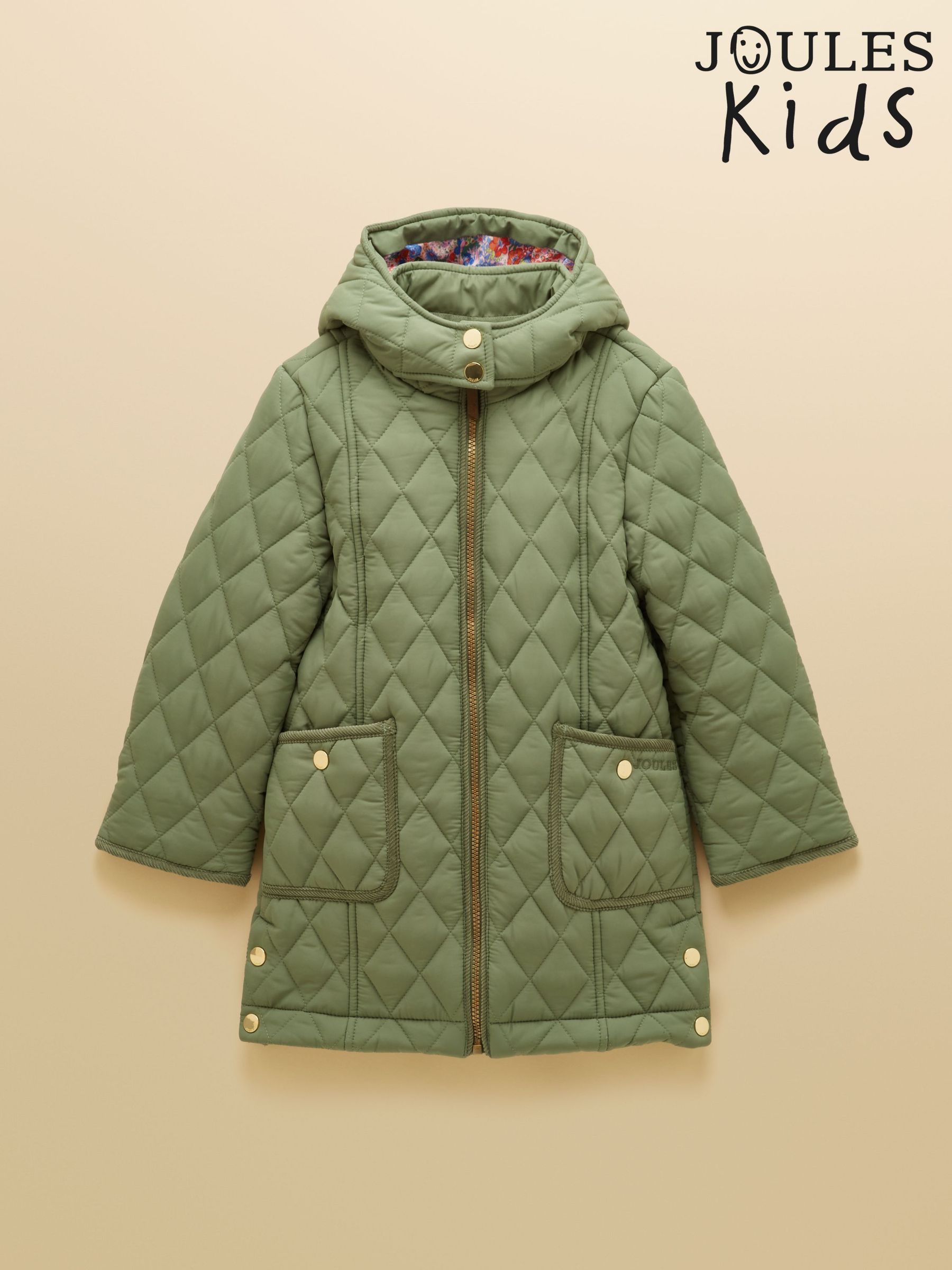 Khaki Green - Showerproof Quilted Longline Coat